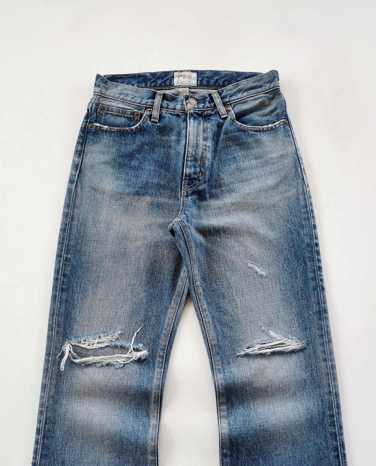 Japanese Brand Ungrid Japan Flare Bootcut Distressed Denim Jeans Size US 27 - 2 Thumbnail