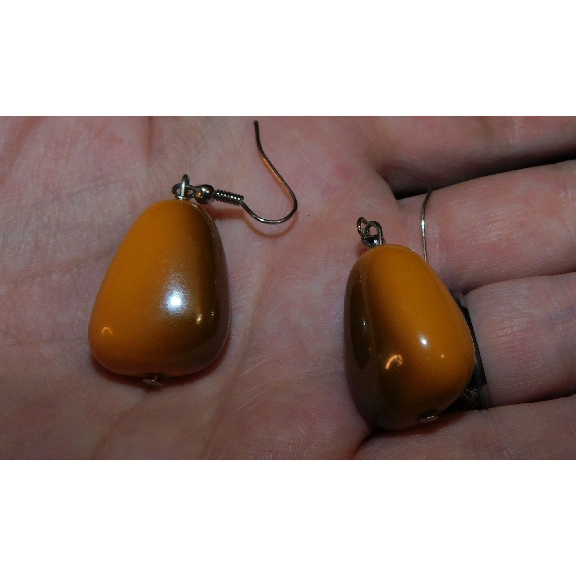 Other Abstract Orange And Brown Mottled Drop Earrings Size ONE SIZE - 3 Thumbnail