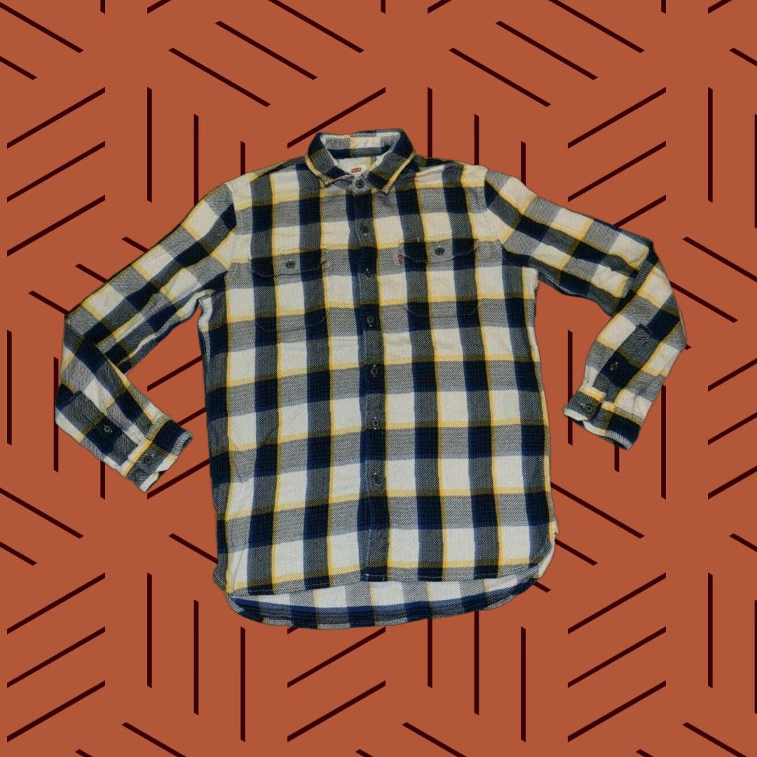 Levi's Levi's Button-Front Shirt Mens Plaid Long Sleeve Size M Blue White Yellow 100% Cotton Collared button-up Vintage: No Size US M / EU 48-50 / 2 - 1 Thumbnail