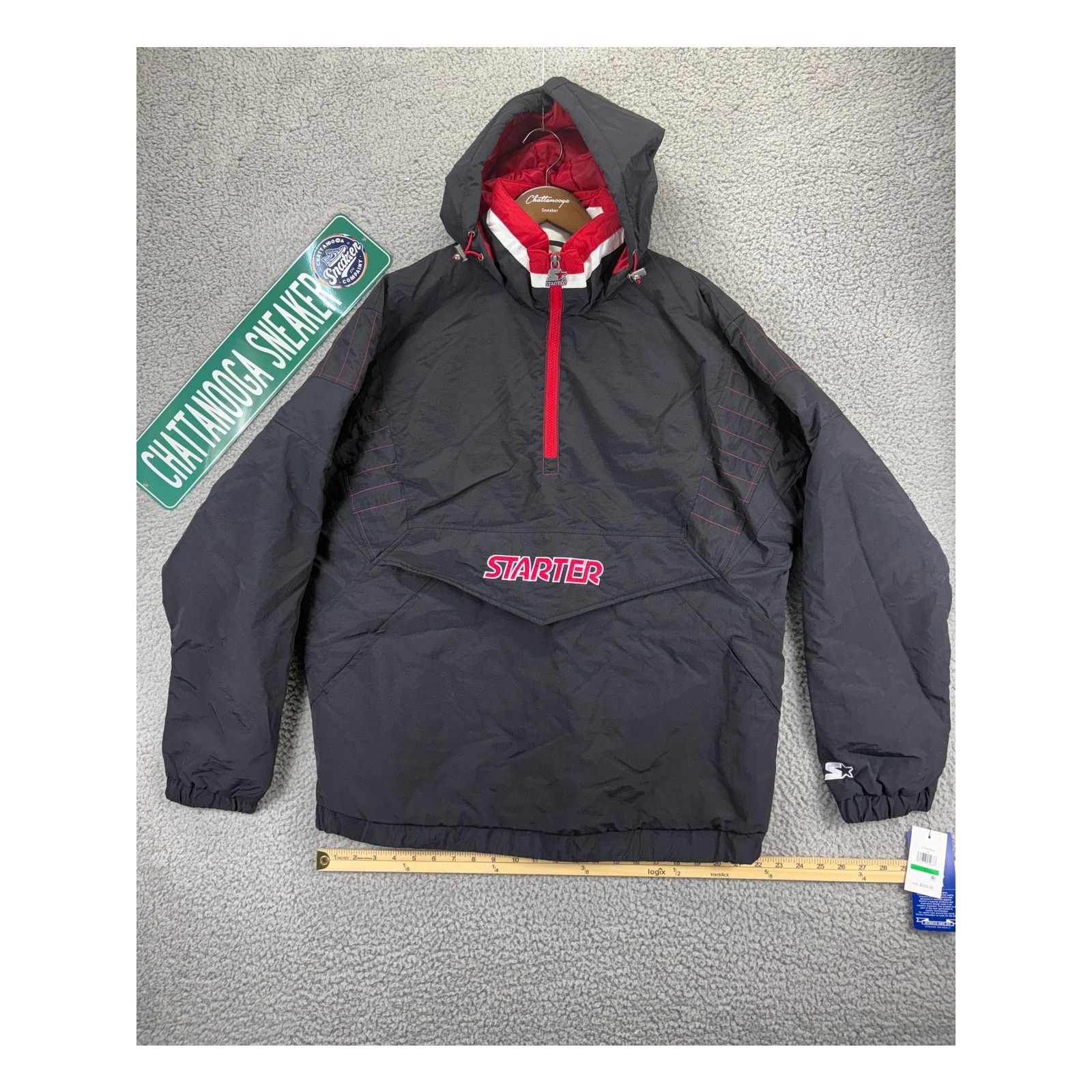 NFL Starter Anorak Pullover Hooded Jacket Mens Large Black Coat Size US L / EU 52-54 / 3 - 1 Thumbnail
