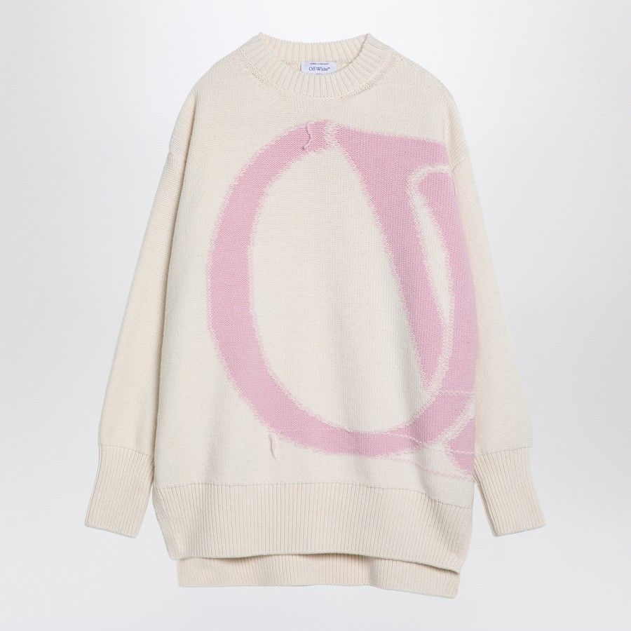 Off-White o1d2blof0924 Wool Over Sweater in Beige & Pink Size S / US 4 / IT 40 - 1 Thumbnail