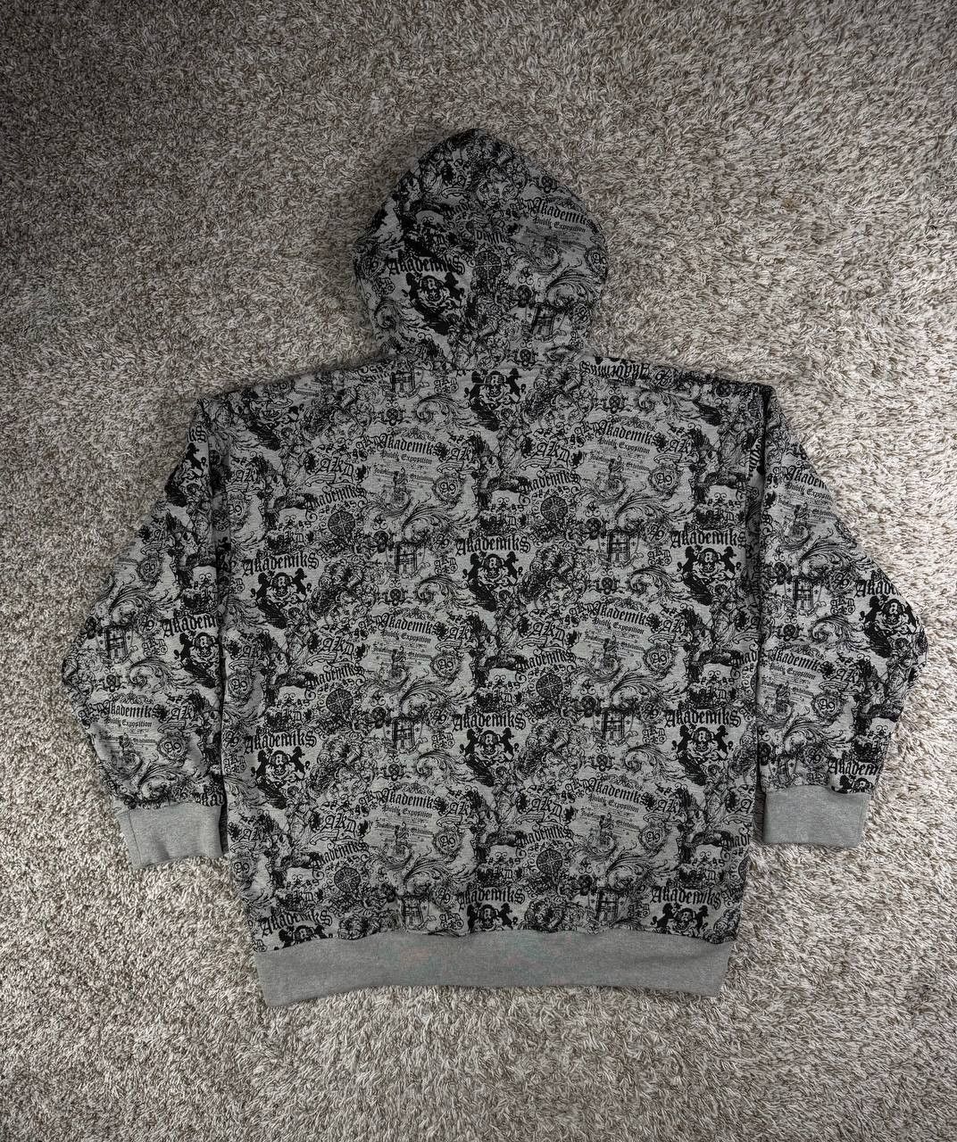Akademiks Vintage Akademiks Y2K Gothic All Over Print Hoodie Hip Hop Size US XXL / EU 58 / 5 - 14 Thumbnail