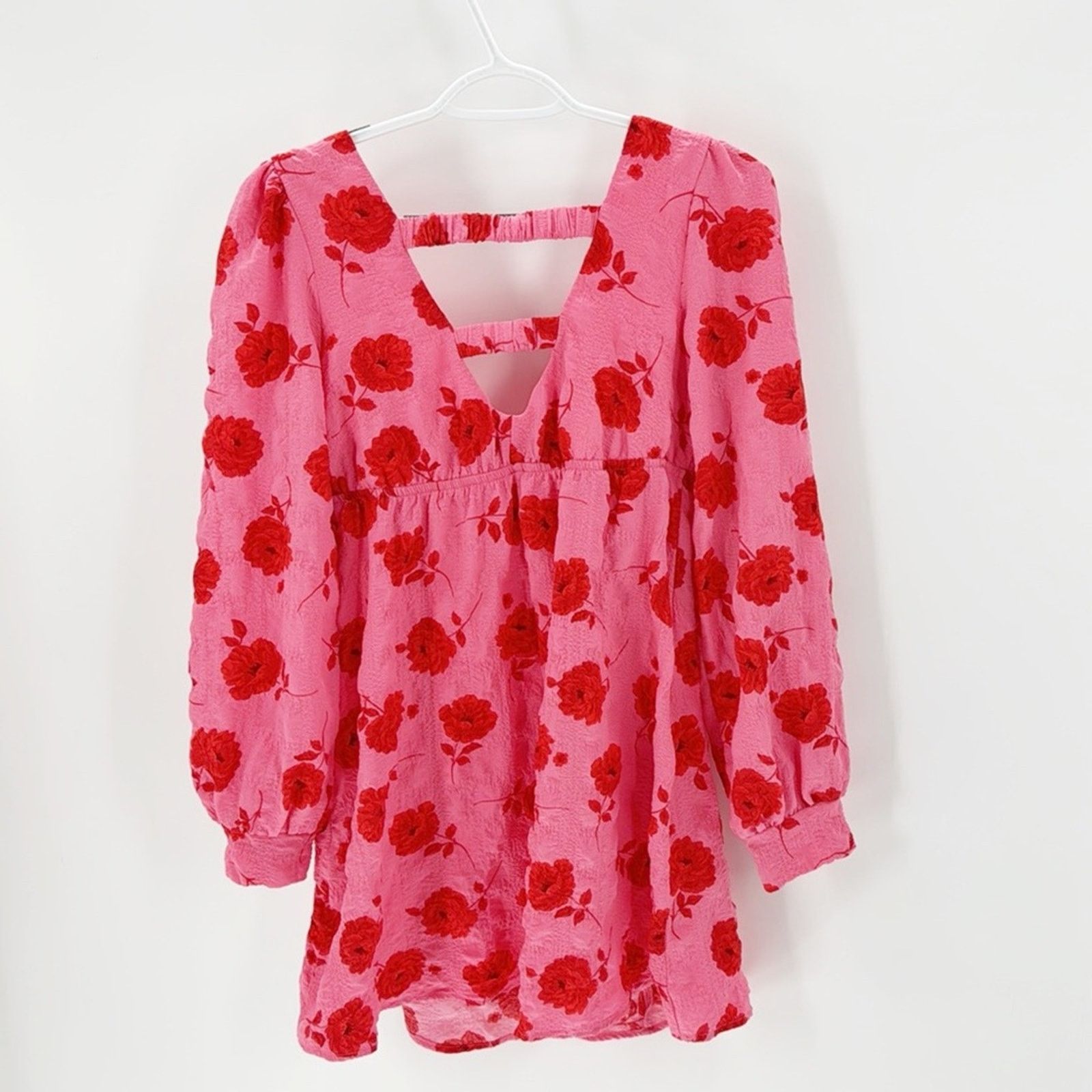 Other Crystal Doll Floral Puff Sleeve Mini Dress pink Barbie sz S Size S / US 4 / IT 40 - 6 Thumbnail