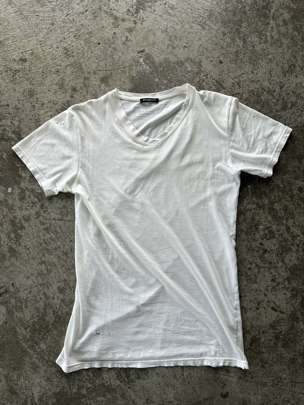 Balmain Decarnin Balmain Homme SS11 Distressed T Shirt | Grailed