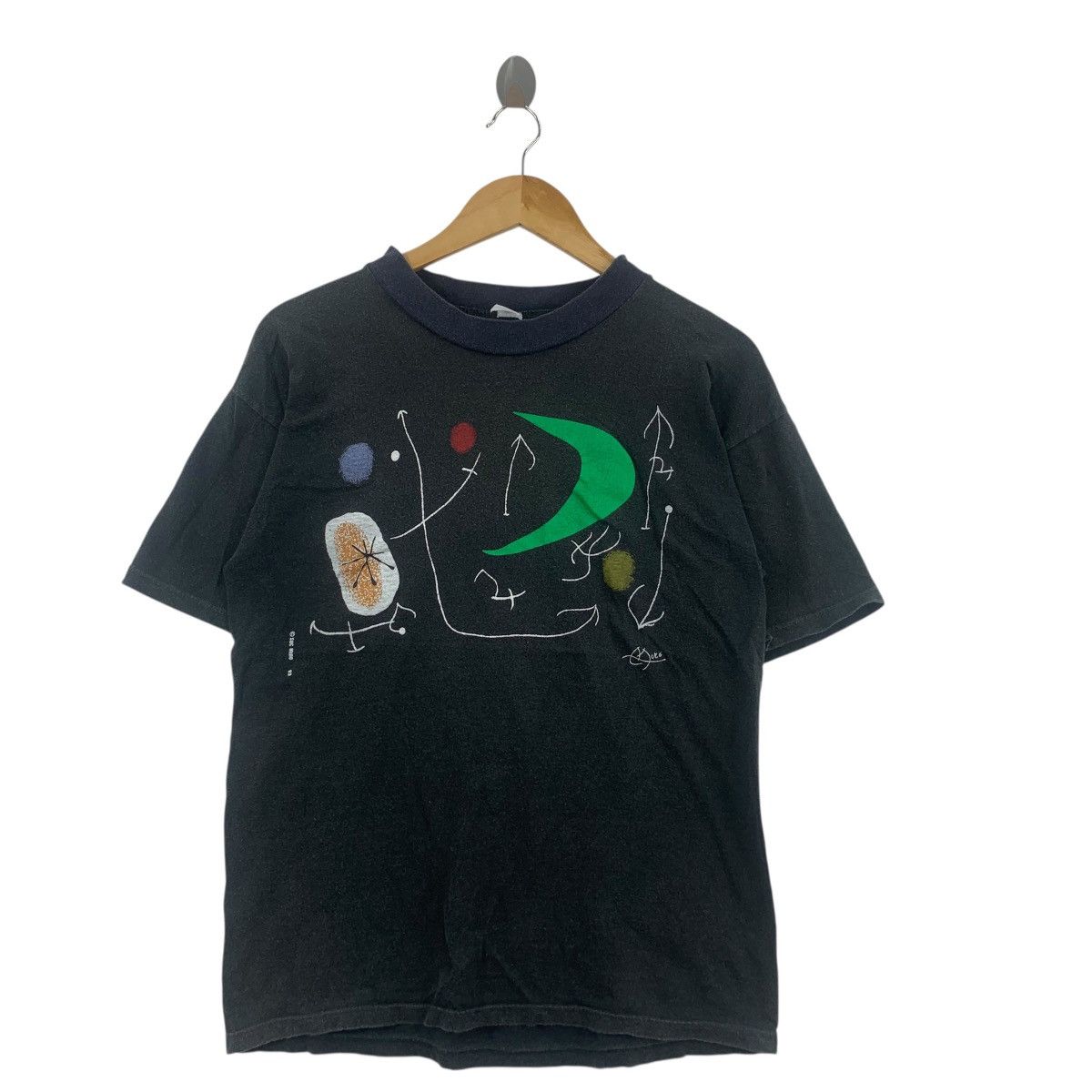 Vintage 90s JOAN MIRO Woman & Bird In The Moonlight Art Tee