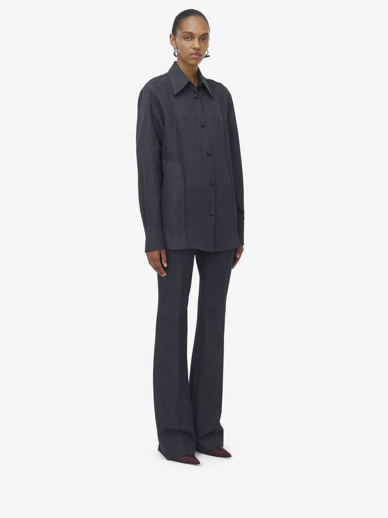 Alexander McQueen o1srvl11e0226 Prince of Wales Shirt In Dark Grey Size S / US 4 / IT 40 - 4 Thumbnail