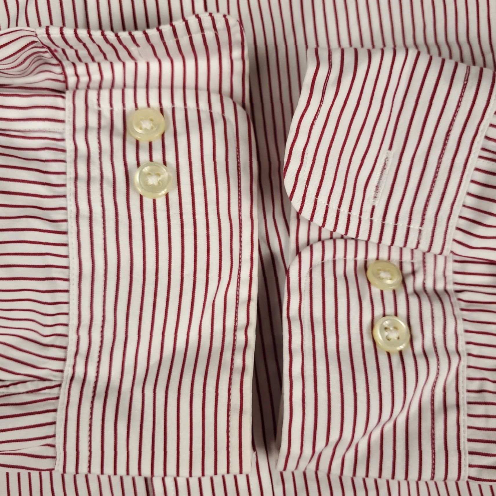 Ralph Lauren Ralph Lauren Dress Shirt Mens 17.5 Red Striped Button-Down Long Sleeve Cuff Regular Fit 100% Cotton Classic/Preppy Style Mens Men’s Shirt Size 46R - 4 Thumbnail
