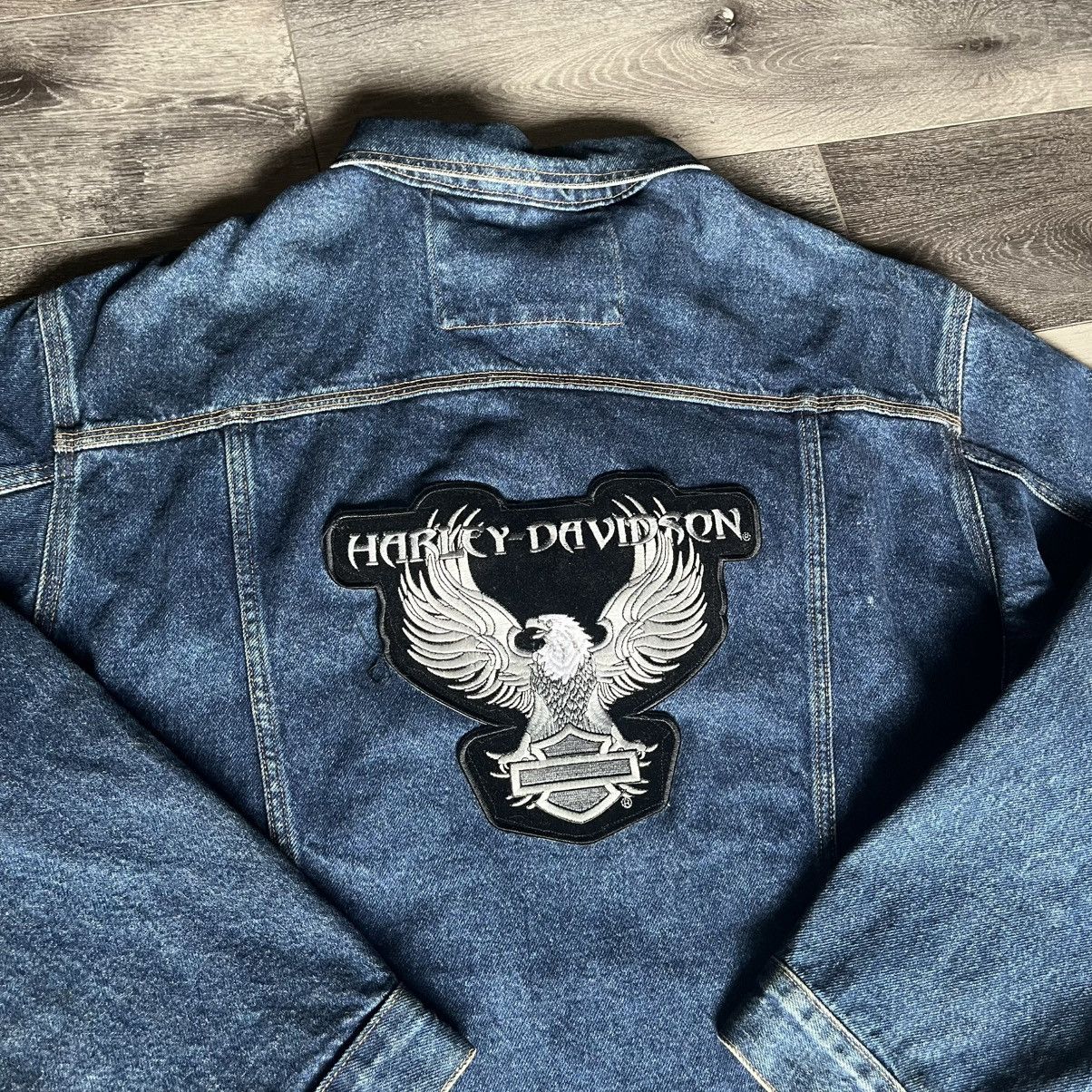 Harley Davidson Vintage 90s Harley Davidson Eagle Patch Denim Trucker Jacket Size US XL / EU 56 / 4 - 3 Thumbnail