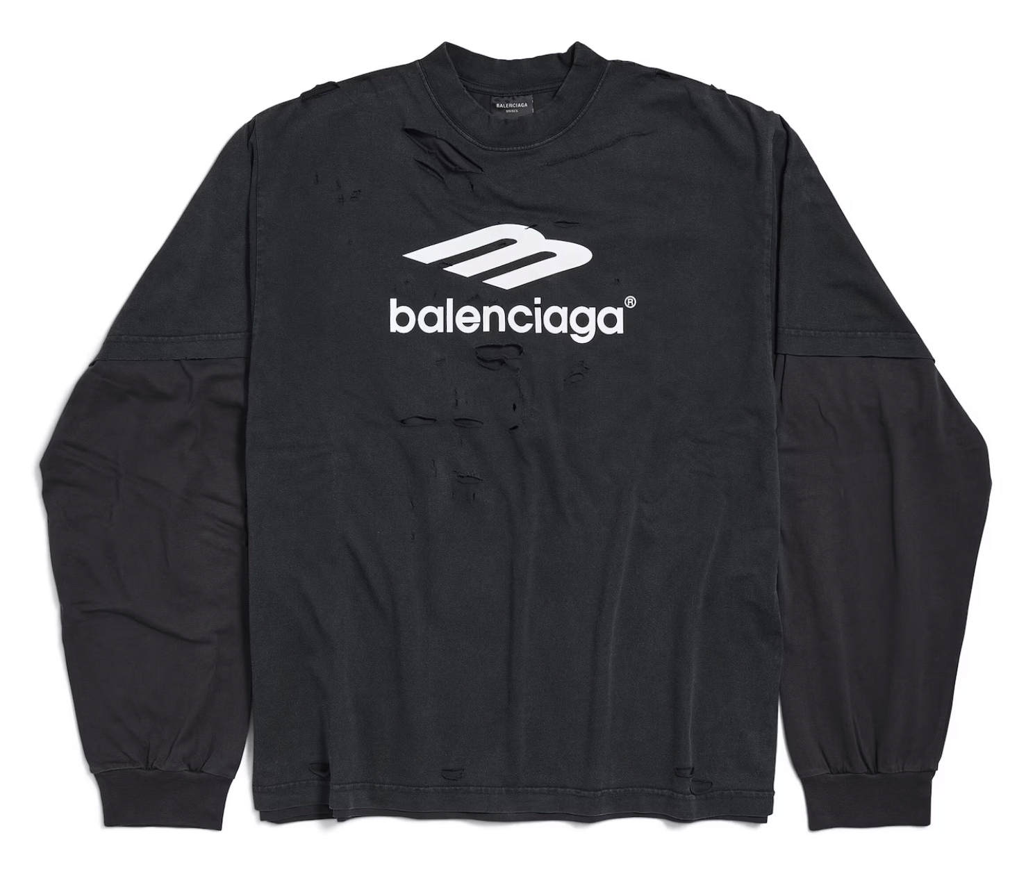 Balenciaga 3B Sport Icon Layered Long Sleeve Tee Shirt Black