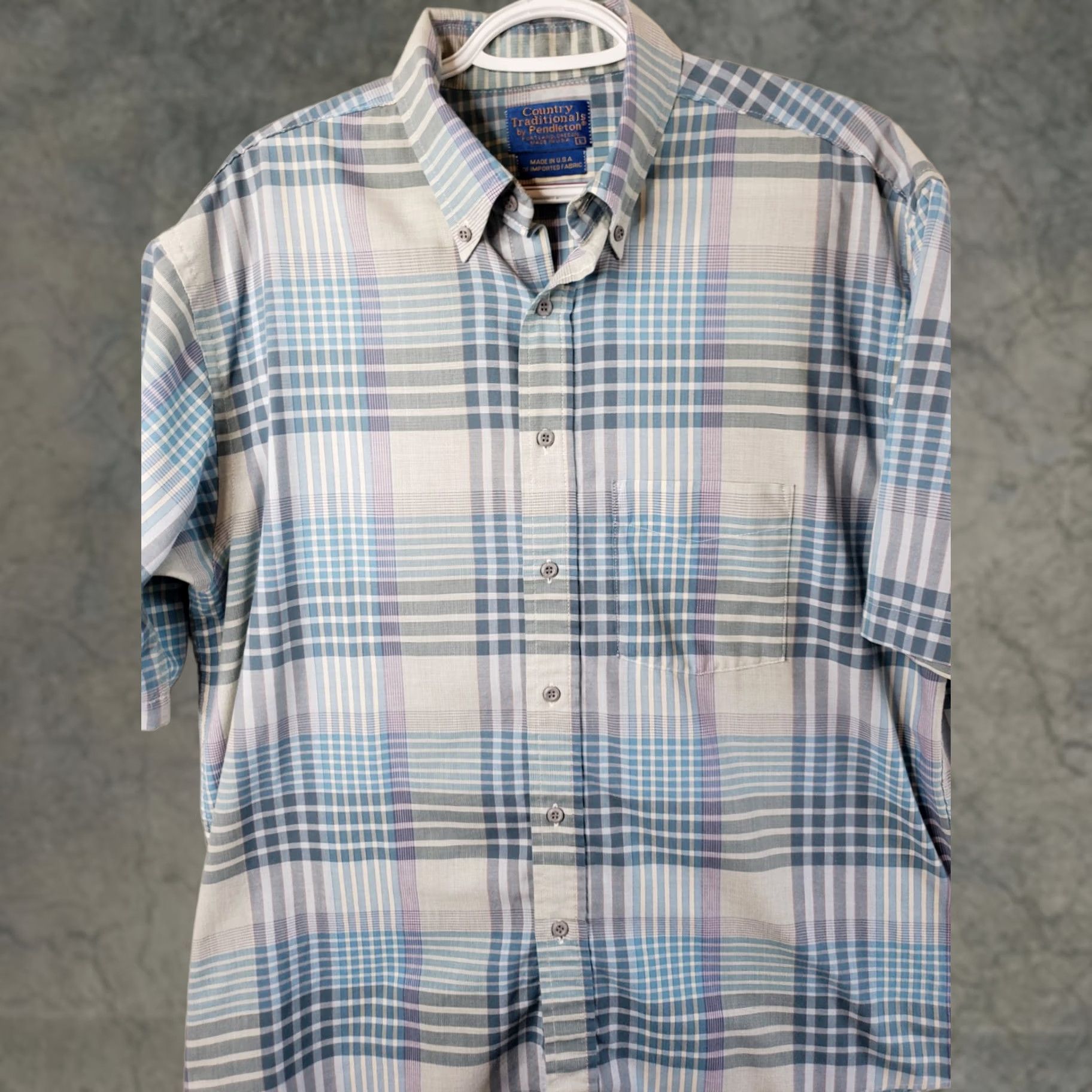 Pendleton Pendleton Men's Shirt L Short Sleeve Plaid Button Down Multicolor Casual Cotton Regular Fit Size US 33 - 1 Thumbnail