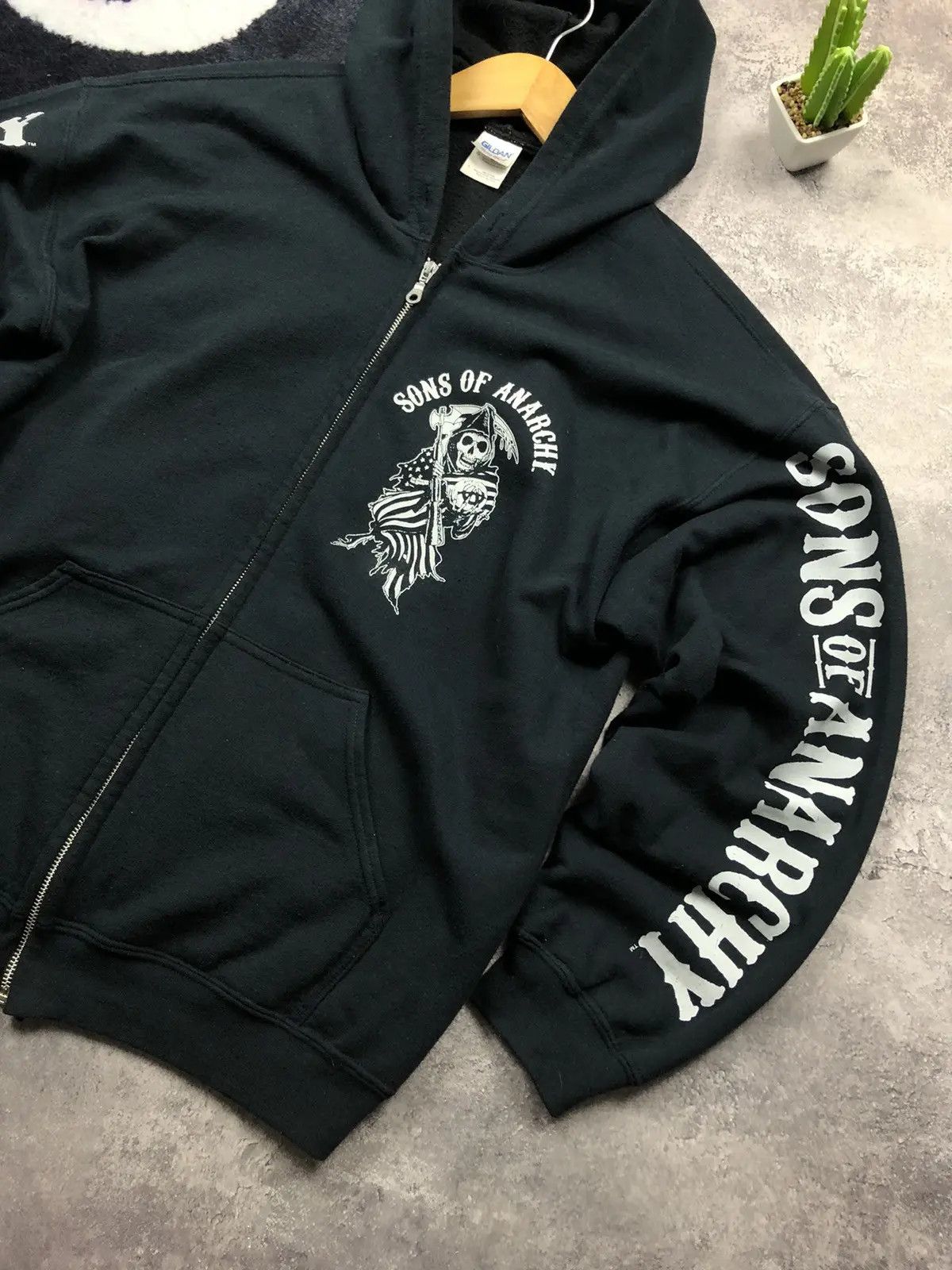 Vintage SONS OF ANARCHY Vintage Zip Hoodie Big Back Logo Streetwear Size US L / EU 52-54 / 3 - 2 Thumbnail