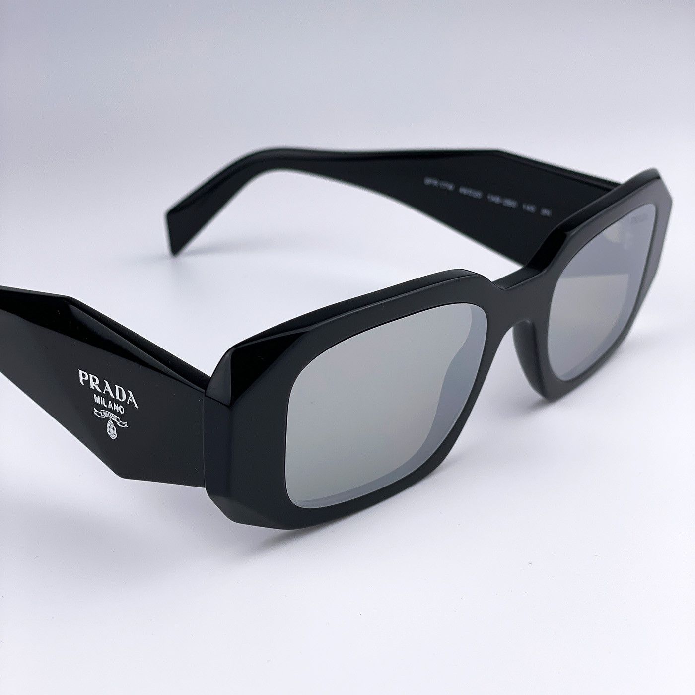 Prada NEW Prada PR17WS 1AB2B0 Black Grey Silver Square Sunglasses Size ONE SIZE - 6 Thumbnail