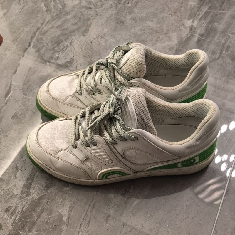 Gucci Gucci Basket Fashion Sneakers White Green 0079 Size US 8 / EU 41 - 1 Thumbnail