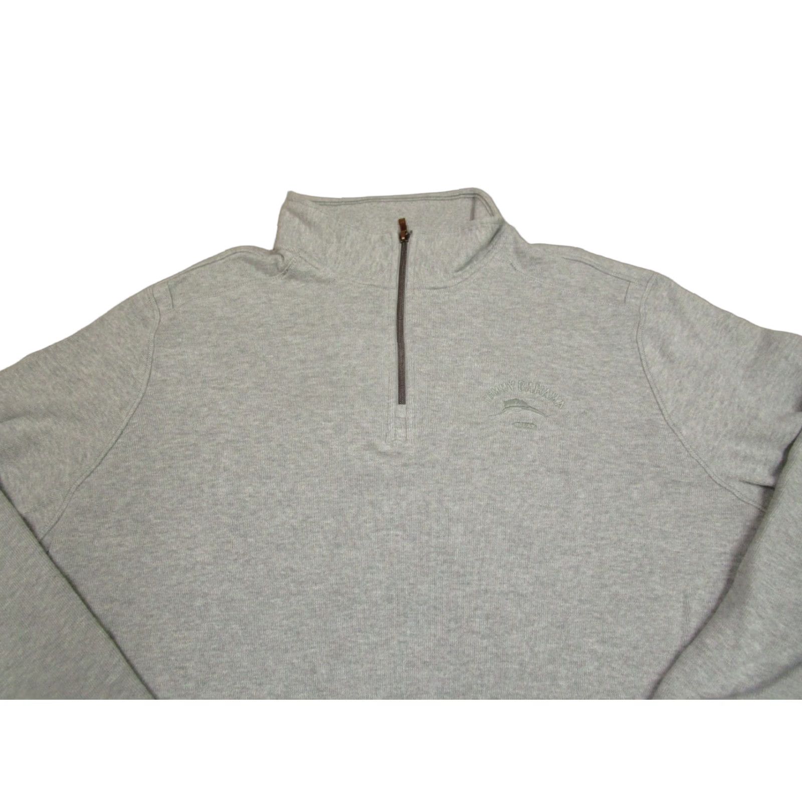 Tommy Bahama Tommy Bahama Sweatshirt Men 2XL Gray Pullover Zip Mock Neck Logo Casual Knit Cotton Size US XXL / EU 58 / 5 - 1 Thumbnail
