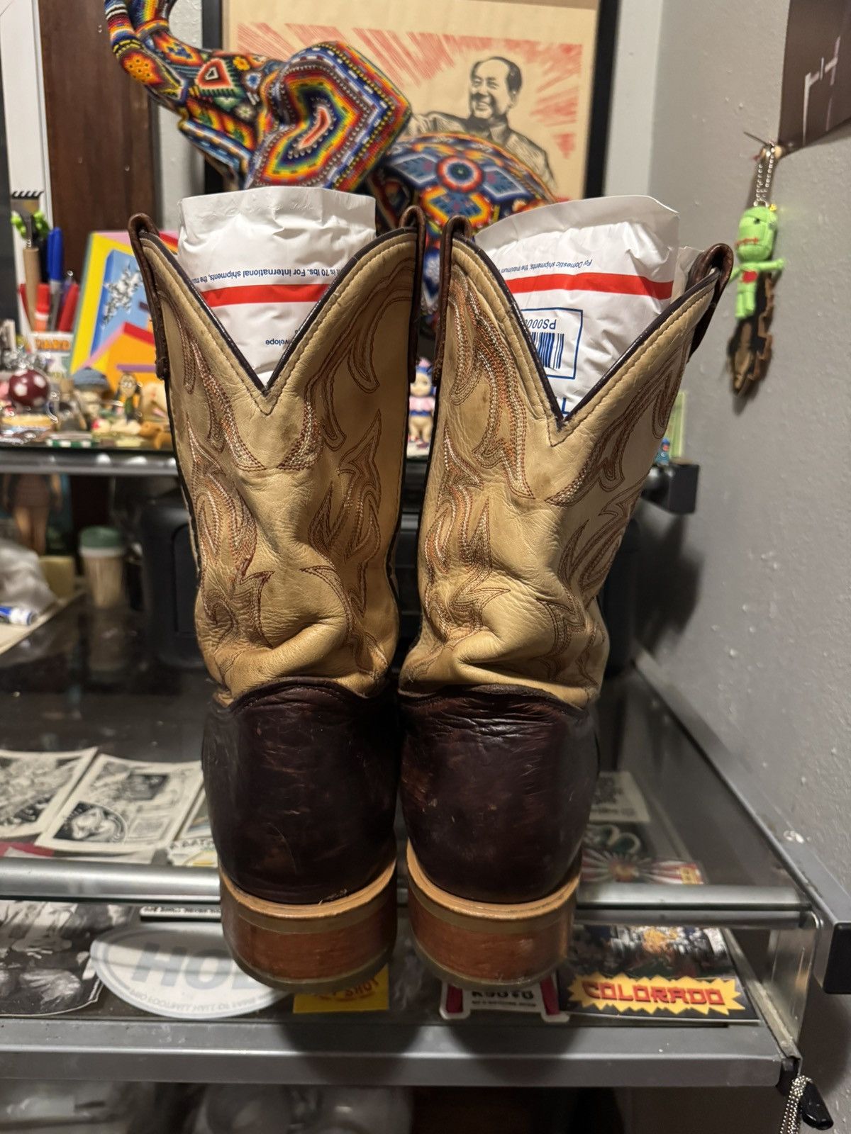 DOUBLE HELIX Double H Two Tone Leather Cowboy Boots Size US 13 / EU 46 - 3 Thumbnail