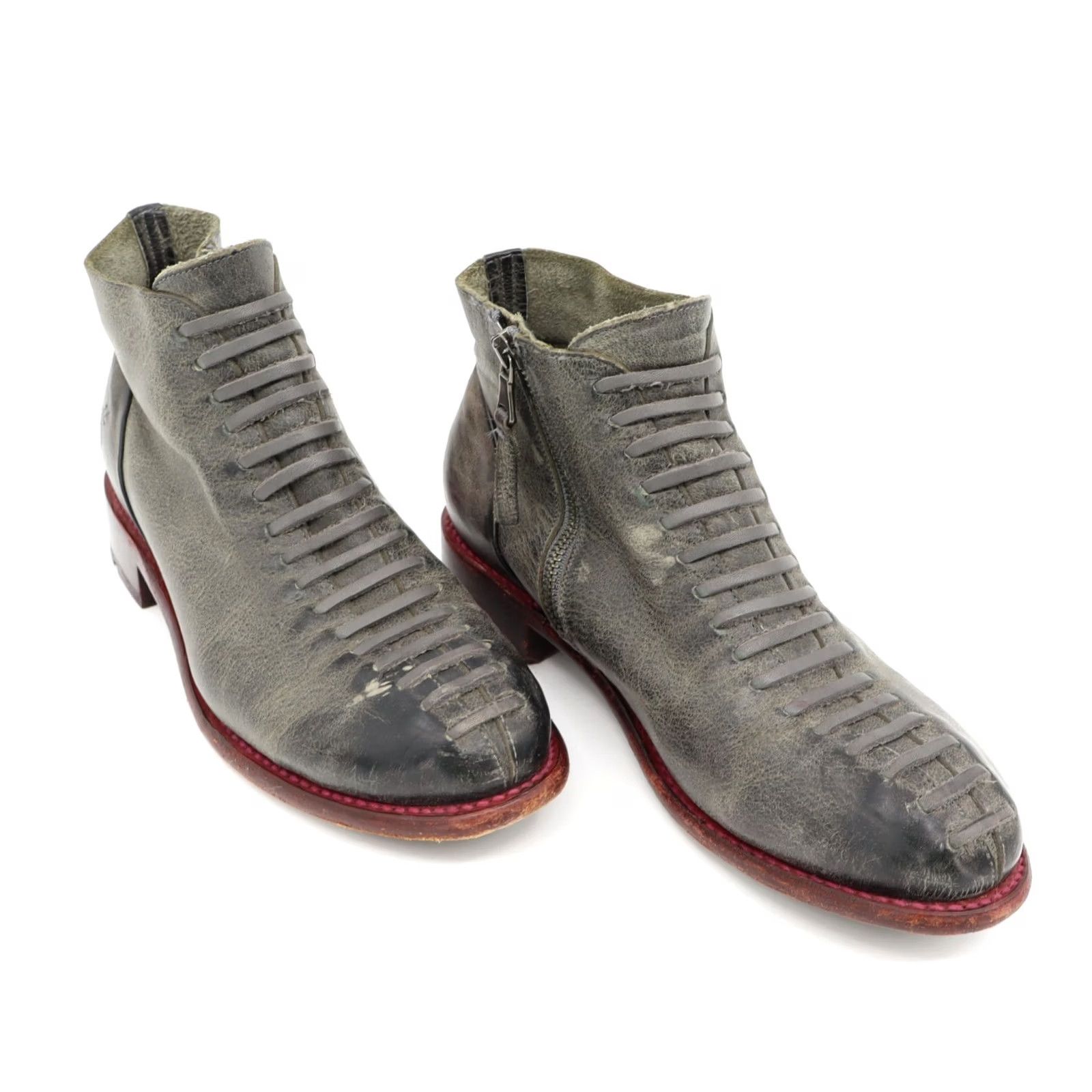 John Fluevog John Fluevog Babette Women's Ankle Boots Gray Leather Moto Biker Sz 8W Size US 8 / IT 38 - 2 Thumbnail