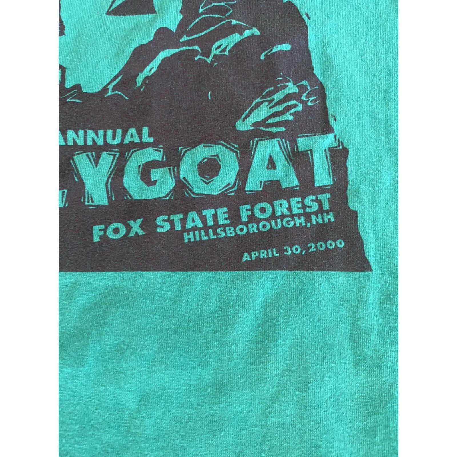 Vintage VINTAGE Billygoat Fox State Forest Hillsborough NH Shirt Race 2000 Mens XL Green Cotton Short Sleeve Crew Neck Racing Mountain Cross Country Running Size US XL / EU 56 / 4 - 6 Thumbnail