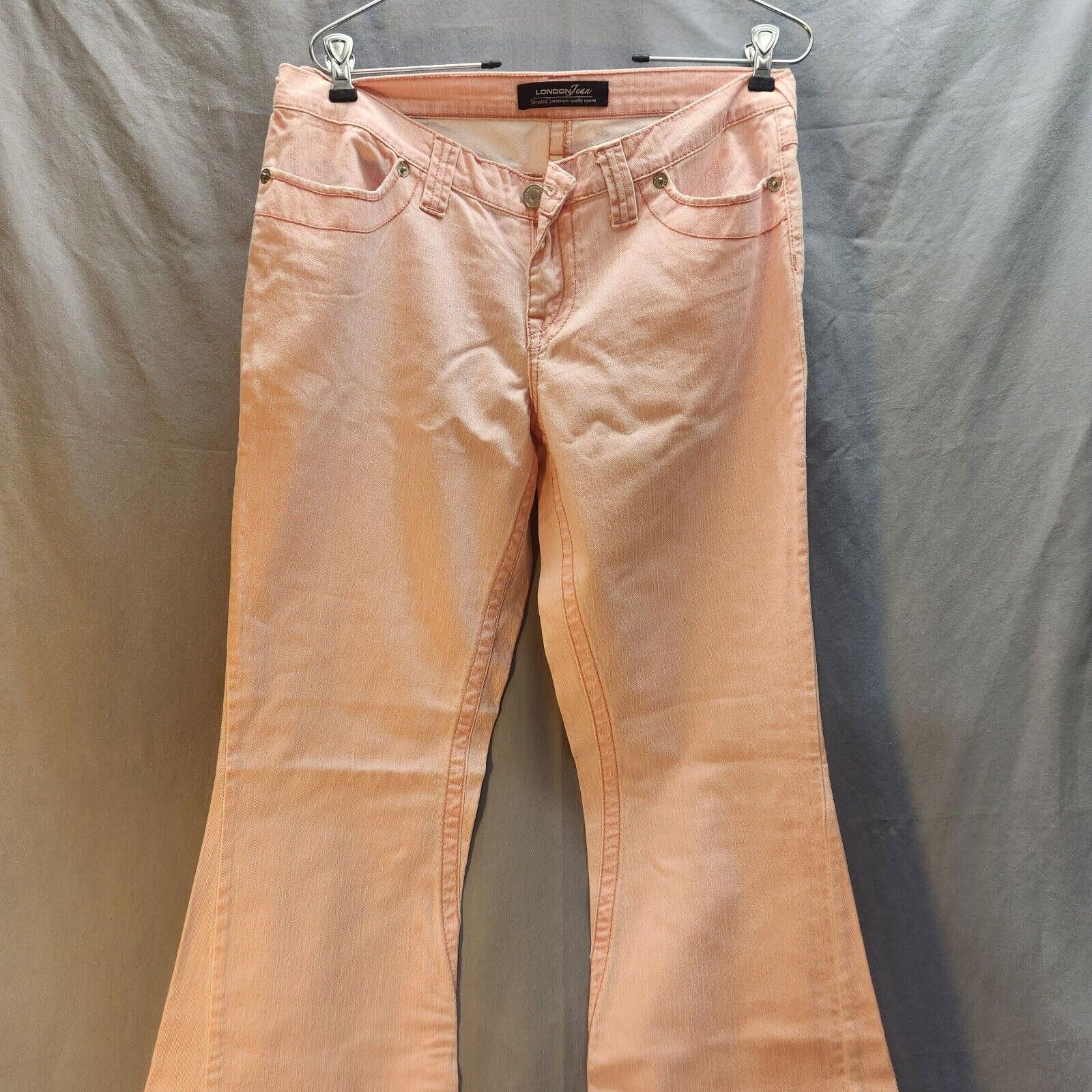 Designer Vintage London Jean Stretch Pink Flare Legged Jeans Size 12 Size 34" / US 12 / IT 48 - 1 Thumbnail