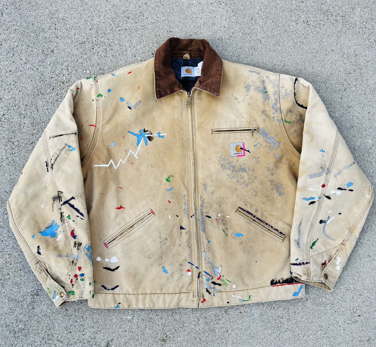 Carhartt Vintage Carhartt Detroit Jacket Thrashed Distressed Sun Fade Size US XL / EU 56 / 4 - 1 Thumbnail