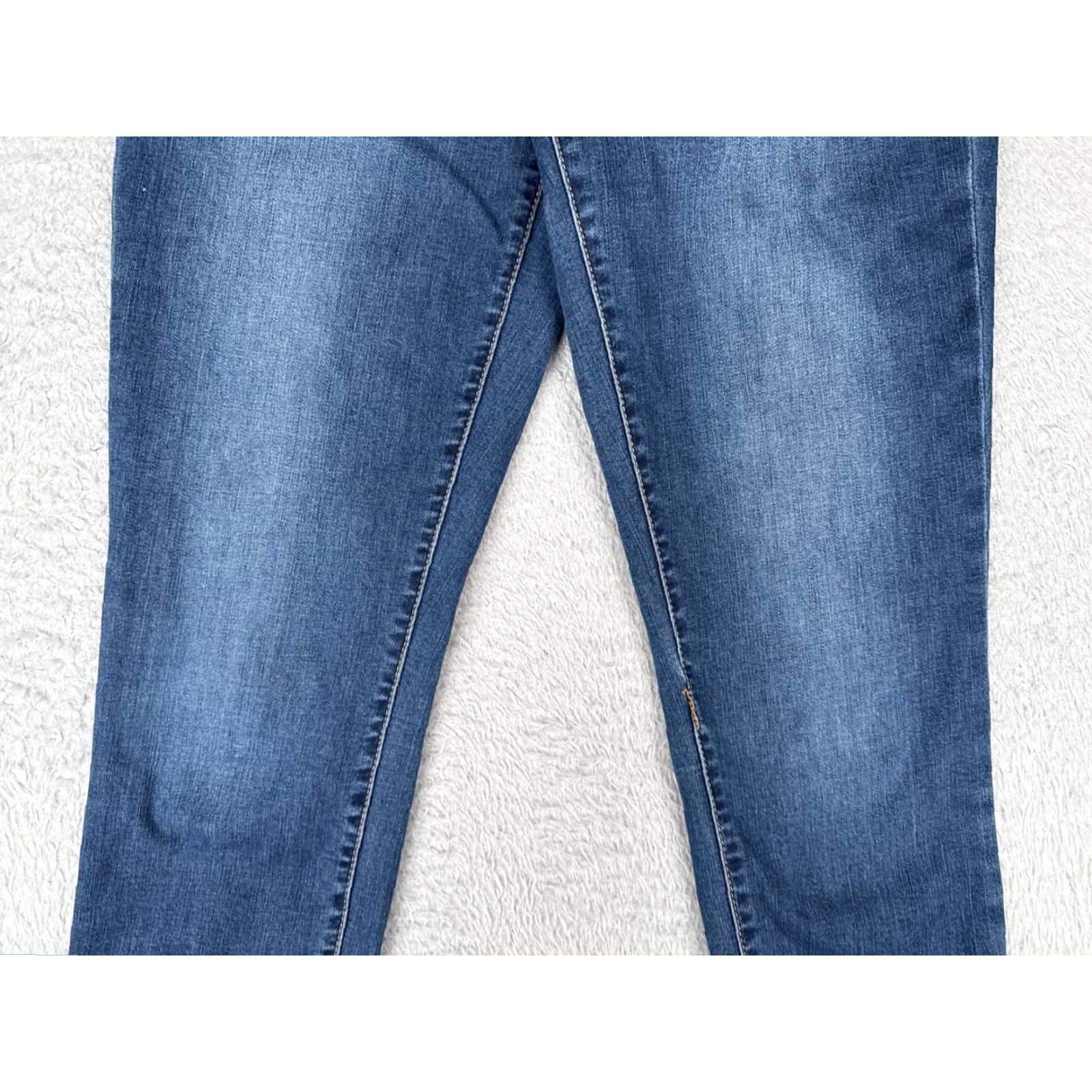 Vintage Maurices Jeans Womens 4 Blue High Rise Skinny Double Button Zip Ankle Denim Slim Stretch 5-Pocket Classic Medium Blue 90s City USA Mens? Size 27" / US 4 / IT 40 - 3 Thumbnail