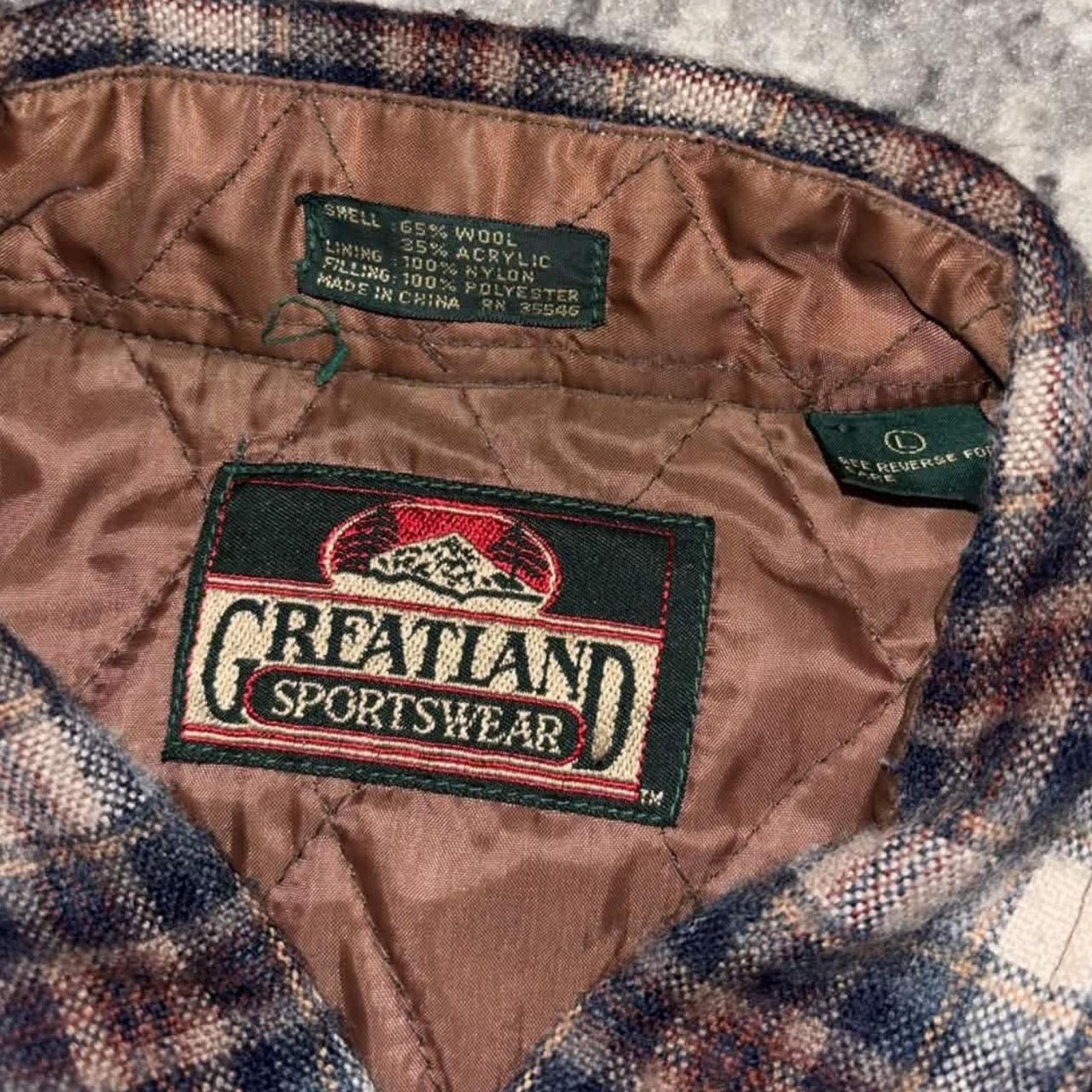 Vintage Greatland Sportswear Insulated Button Up Plaid Wool Shacket Size US L / EU 52-54 / 3 - 3 Thumbnail