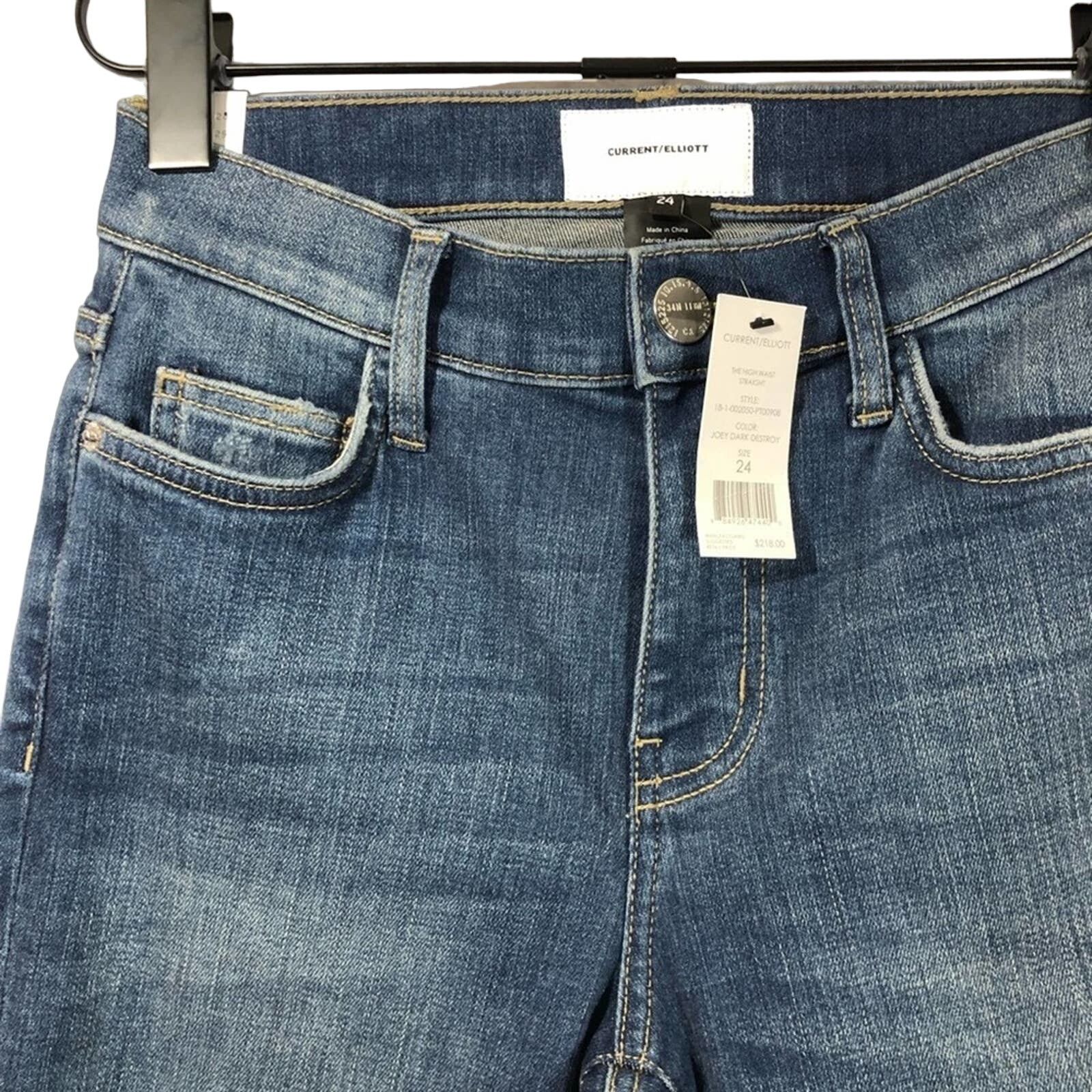 Current/Elliot Current/Elliott High Rise Straight Leg Ripped Ankle Jeans 24 Size 24" / US 00 / IT 34 - 4 Thumbnail