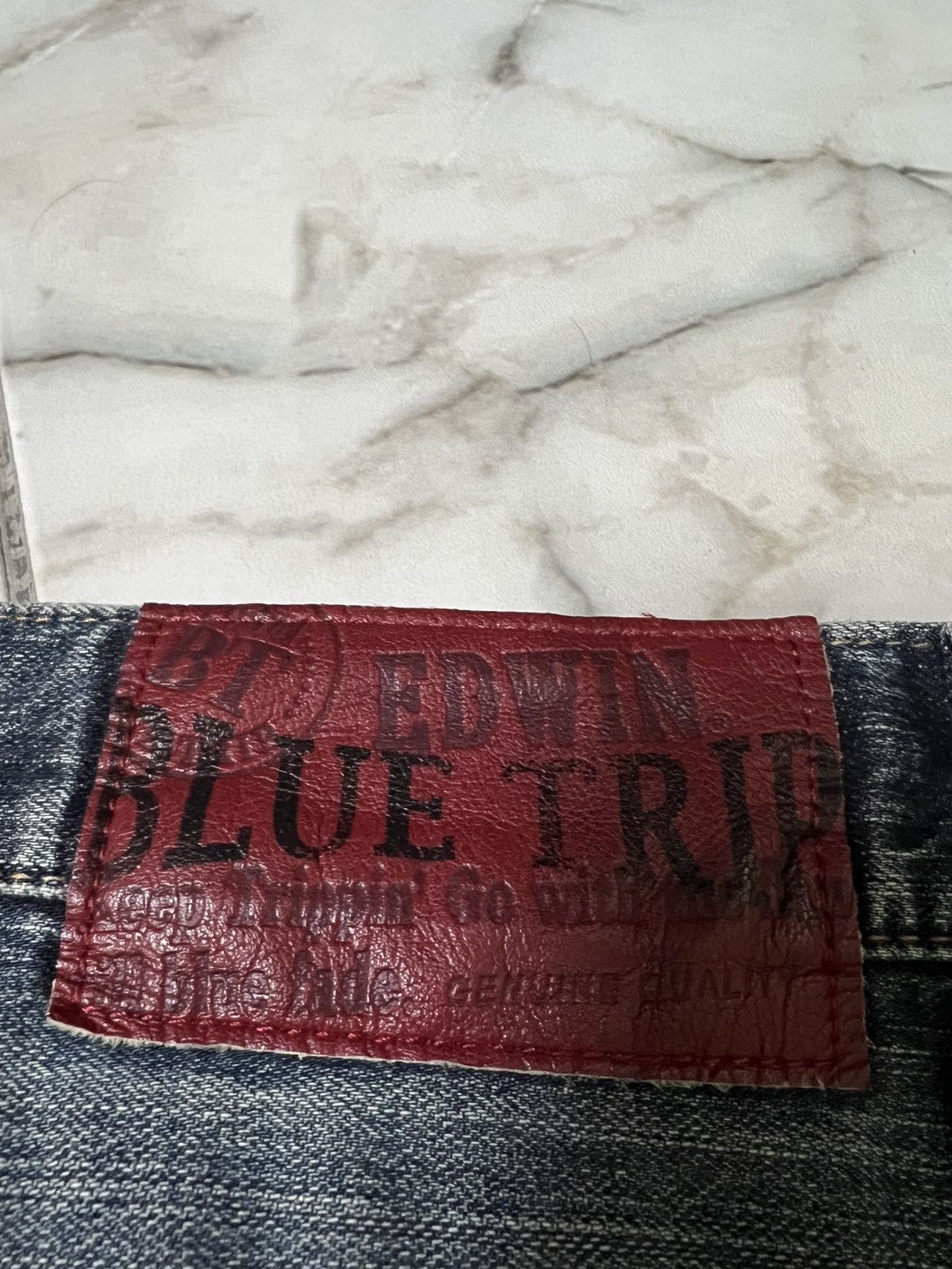 Edwin 💥Baggy💥Vintage Edwin Blue Trip Washed Distress Jean Size US 34 / EU 50 - 22 Thumbnail