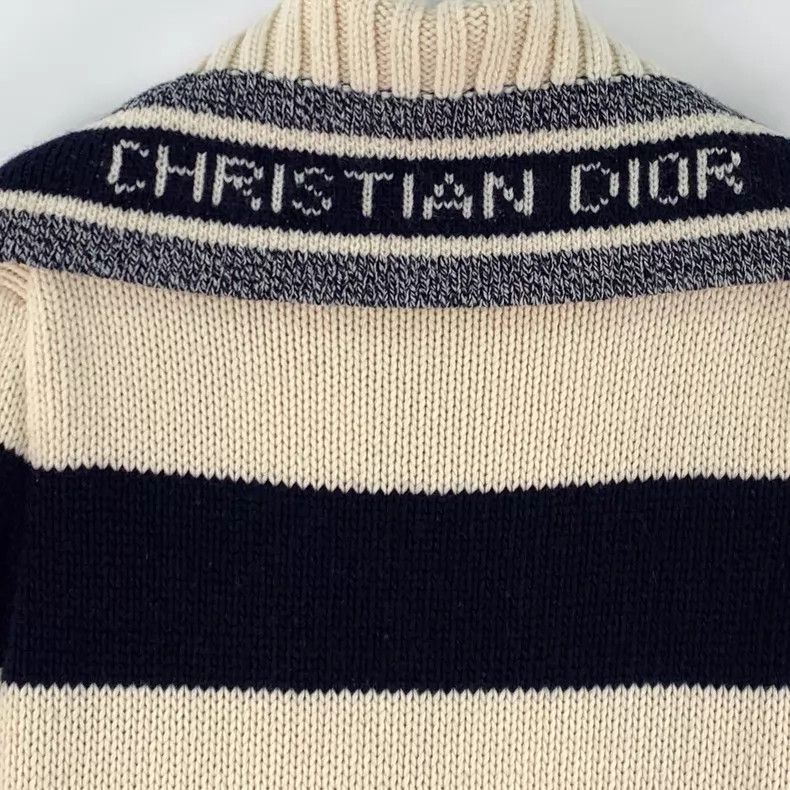 Dior Dior Colour-blocked navy collar striped wool horn buckle l Size XS / US 0-2 / IT 36-38 - 5 Thumbnail