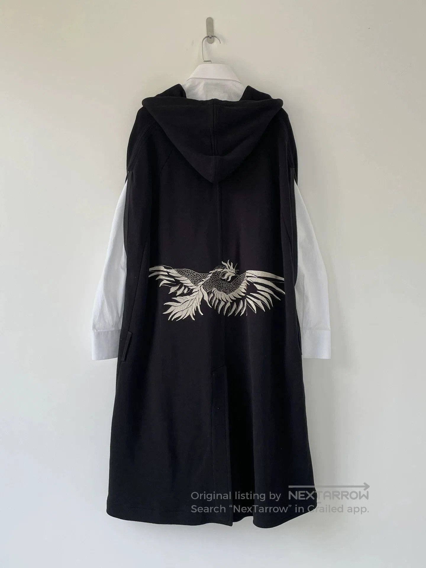 Ann Demeulemeester Long Hooded Vest with Embroidered Phoenix Design. Size US M / EU 48-50 / 2 - 3 Thumbnail