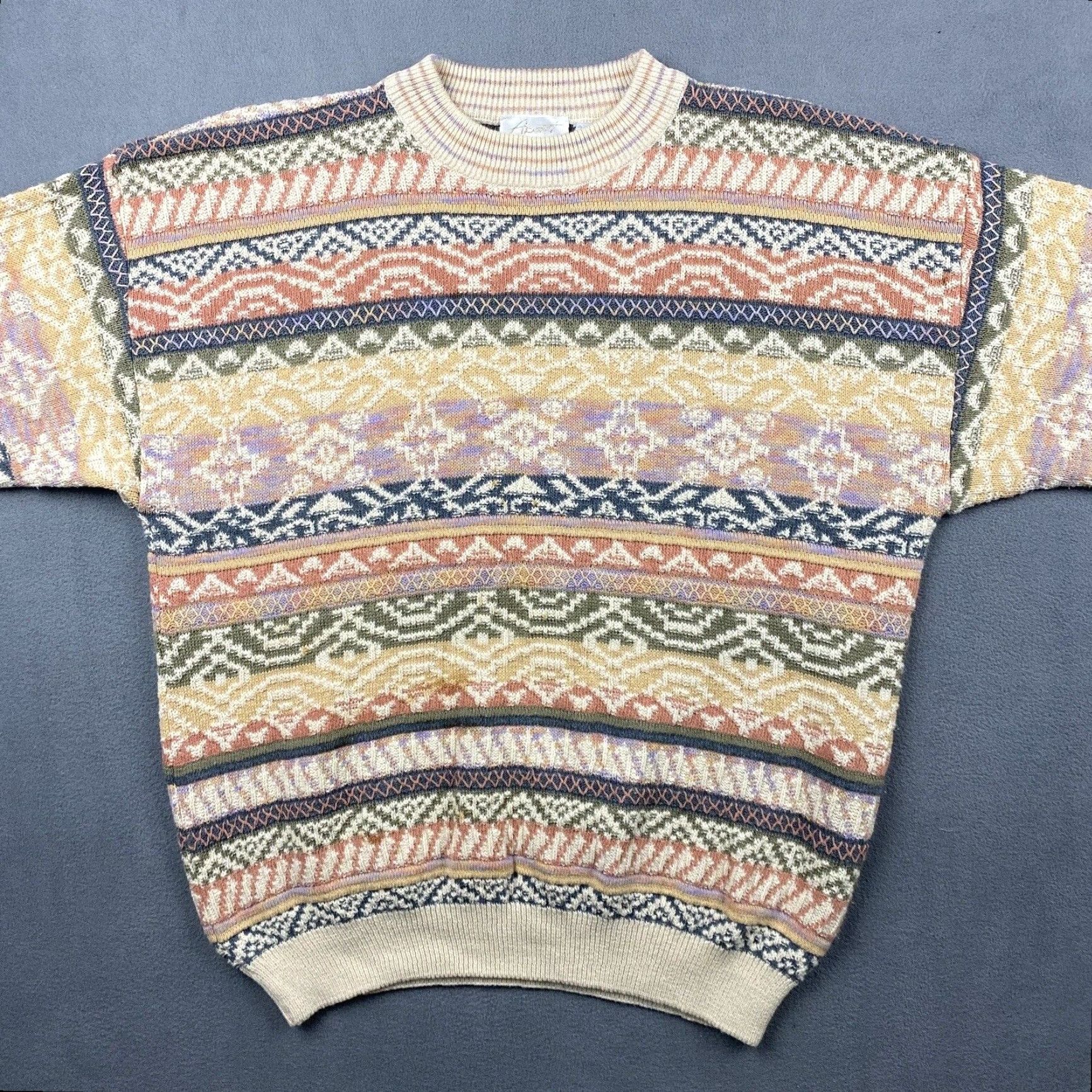 Coogi VINTAGE Apart Sweater Mens XL Multicolor 3D Knit Coogi