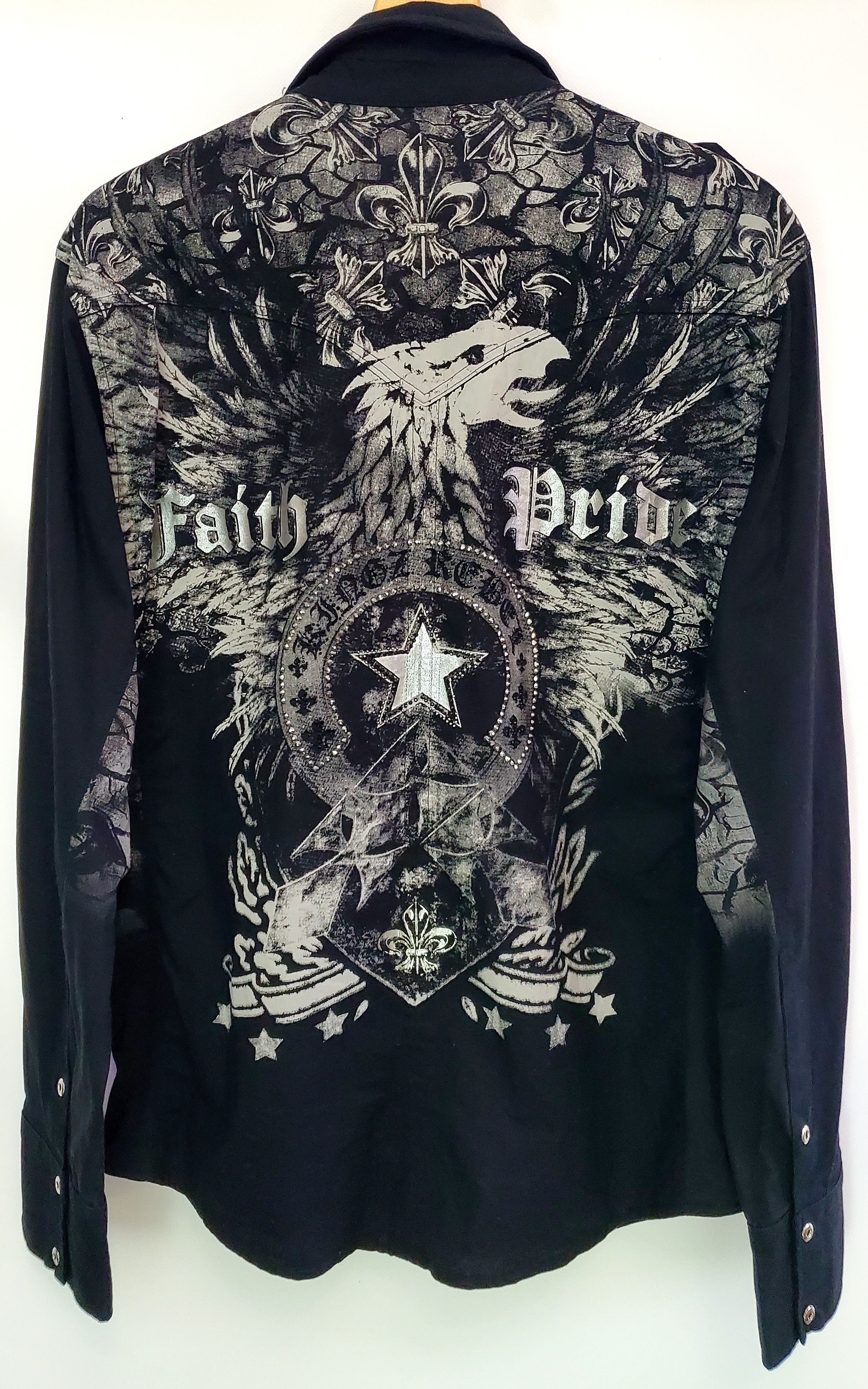Vintage Crazy Y2K Affliction Cyber Grunge Up Shirt size M