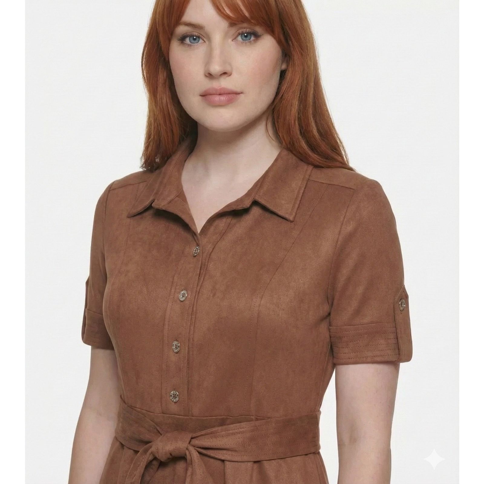 Tommy Hilfiger Tommy Hilfiger Coffee Faux Suede Dress Sz 18 NWT Collared Size XXL / US 16-18 / IT 52-54 - 3 Thumbnail