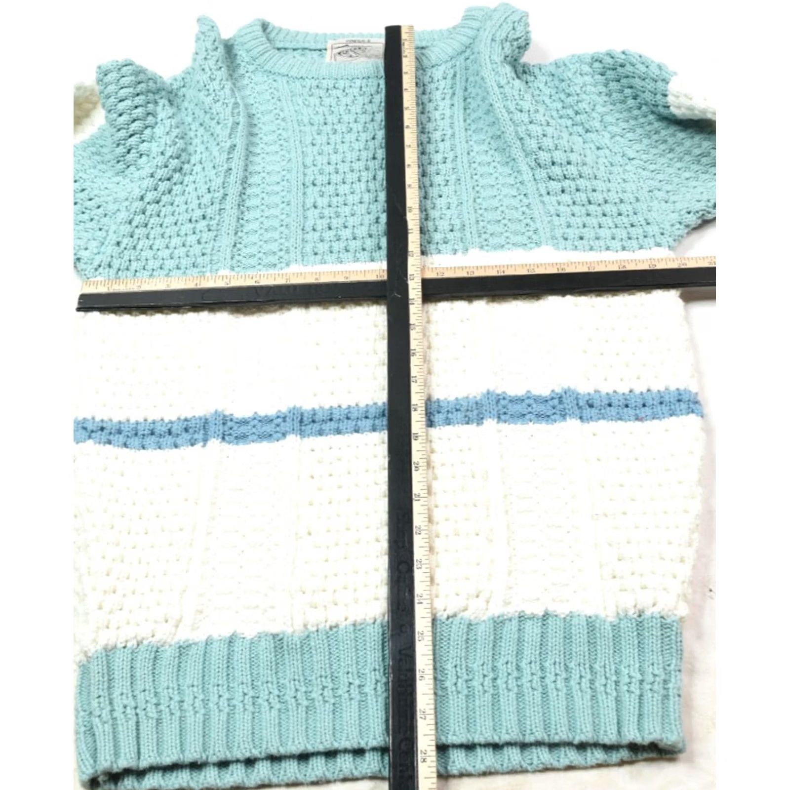 Vintage VINTAGE Donegal Sweater Mens Large Blue Striped Cable-Knit Hand Loomed PullOver Crew Neck Casual Winter Fall Mens Size US L / EU 52-54 / 3 - 7 Thumbnail