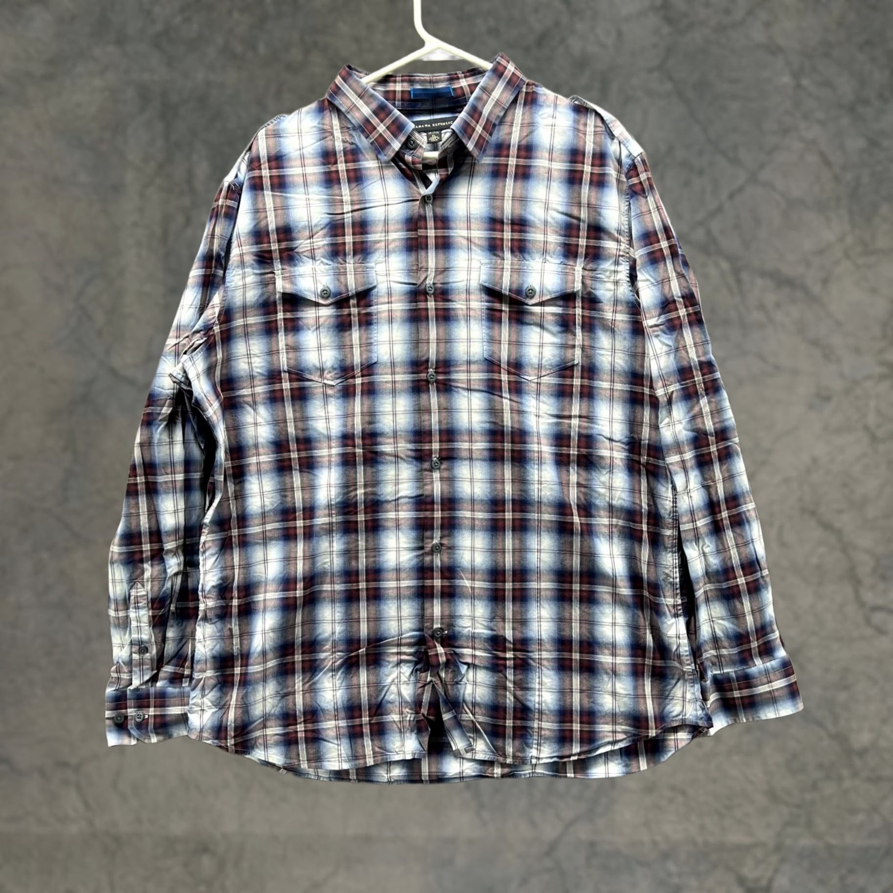 Banana Republic VINTAGE Banana Republic Shirt Men XL Red Blue Plaid Casual Button Down Vtg Size US XL / EU 56 / 4 - 1 Thumbnail
