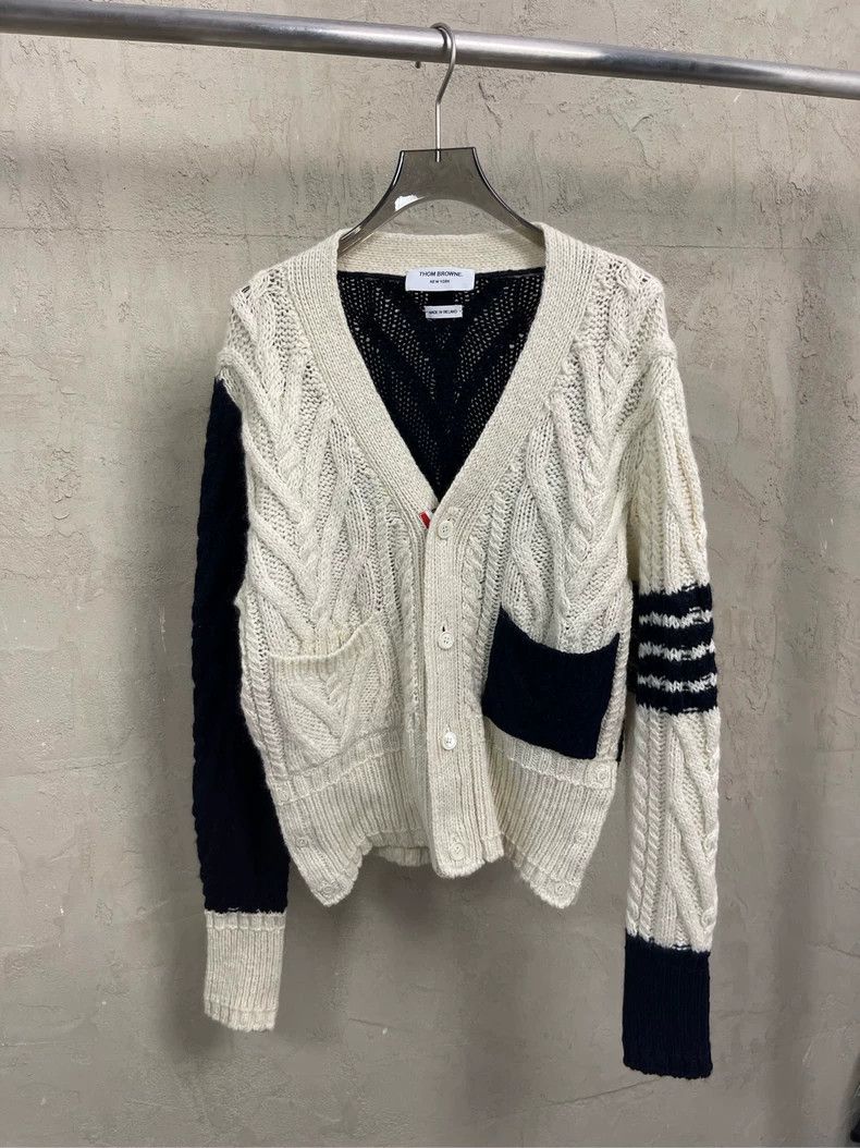 Thom Browne Thom Browne Beige Tibetan blue color block four-striped woo Size US M / EU 48-50 / 2 - 1 Thumbnail