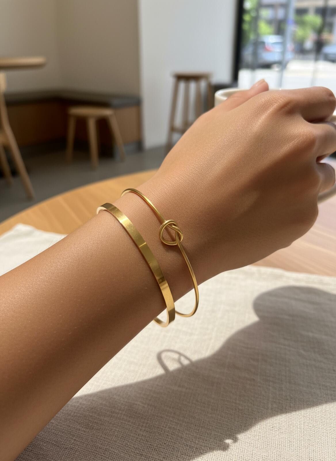 Unknown London 18K Gold plated SS Bangle knot Bracelet Set Size ONE SIZE - 1 Thumbnail