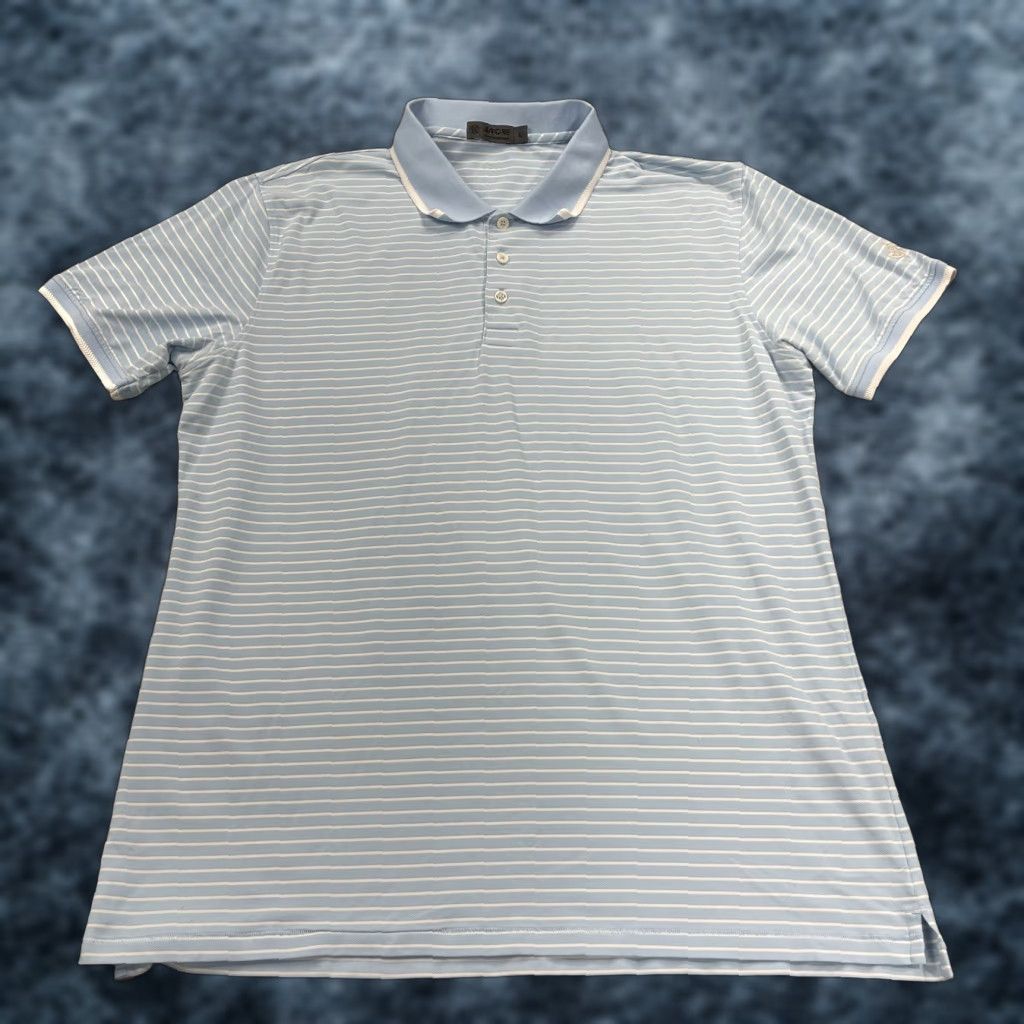 G/FORE G/Fore Polo Shirt Mens Large Blue Striped Golf Performance Perforated Stretch Size US L / EU 52-54 / 3 - 1 Thumbnail