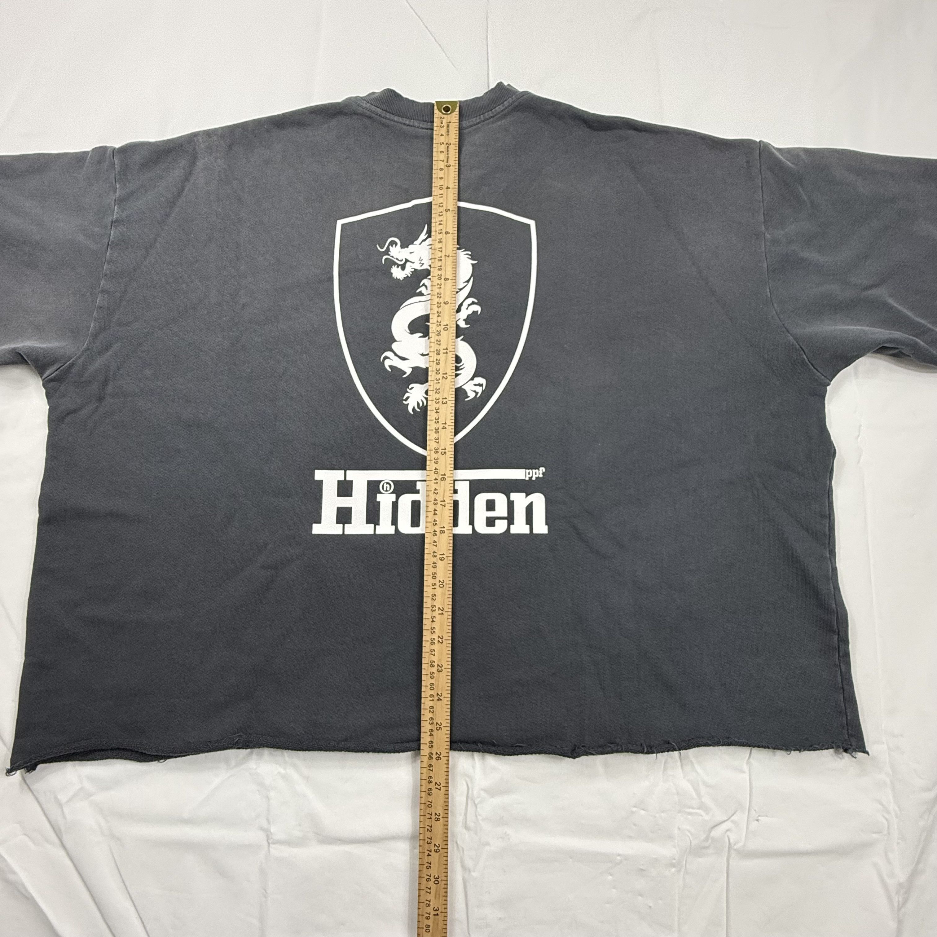 HIDDEN Hidden NY Dragon Shield Logo Faded Black Cropped Raw Hem Size US XXL / EU 58 / 5 - 7 Thumbnail
