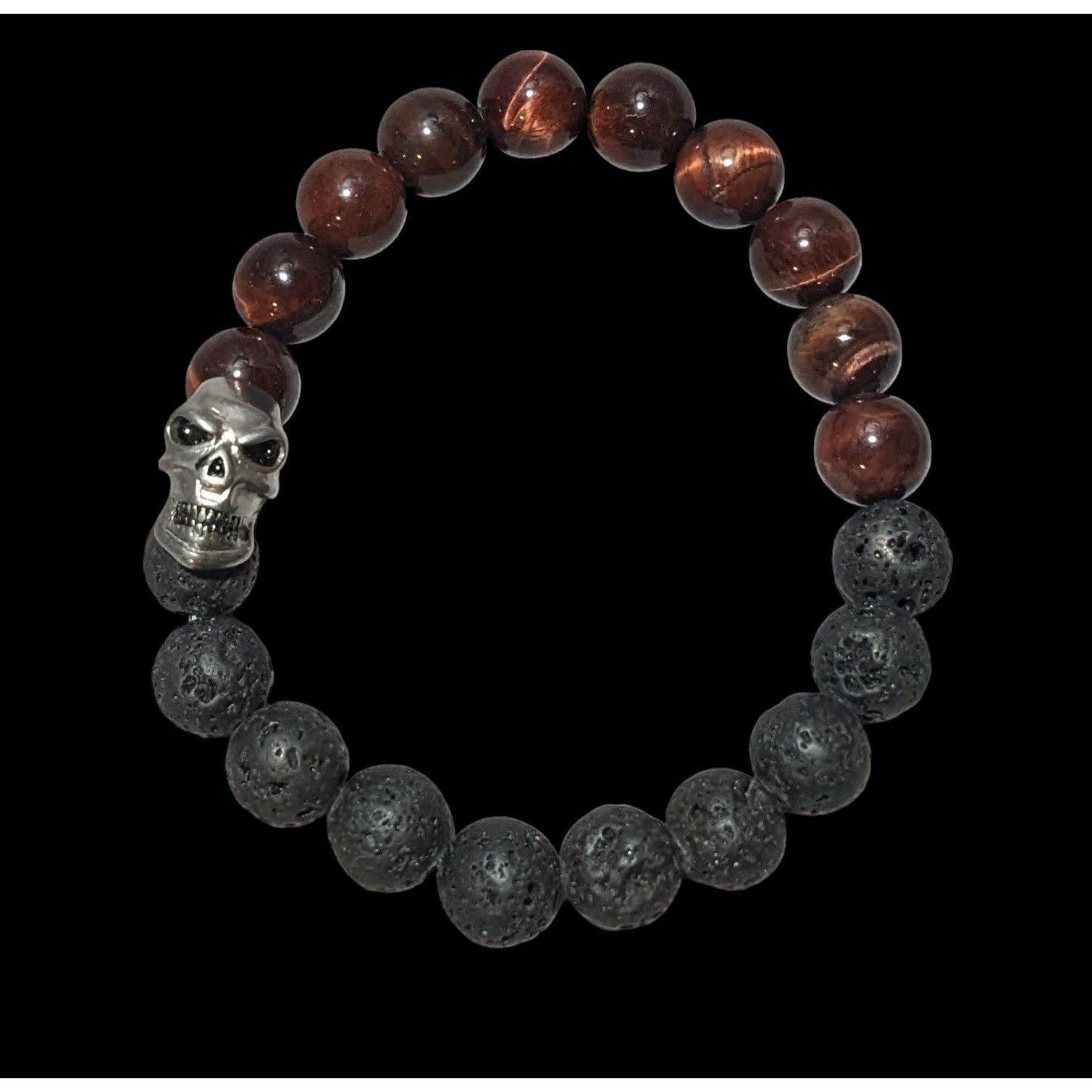 Steve Madden Steve Madden Skull Tiger Eye Lava Bead Bracelet Size ONE SIZE - 2 Thumbnail