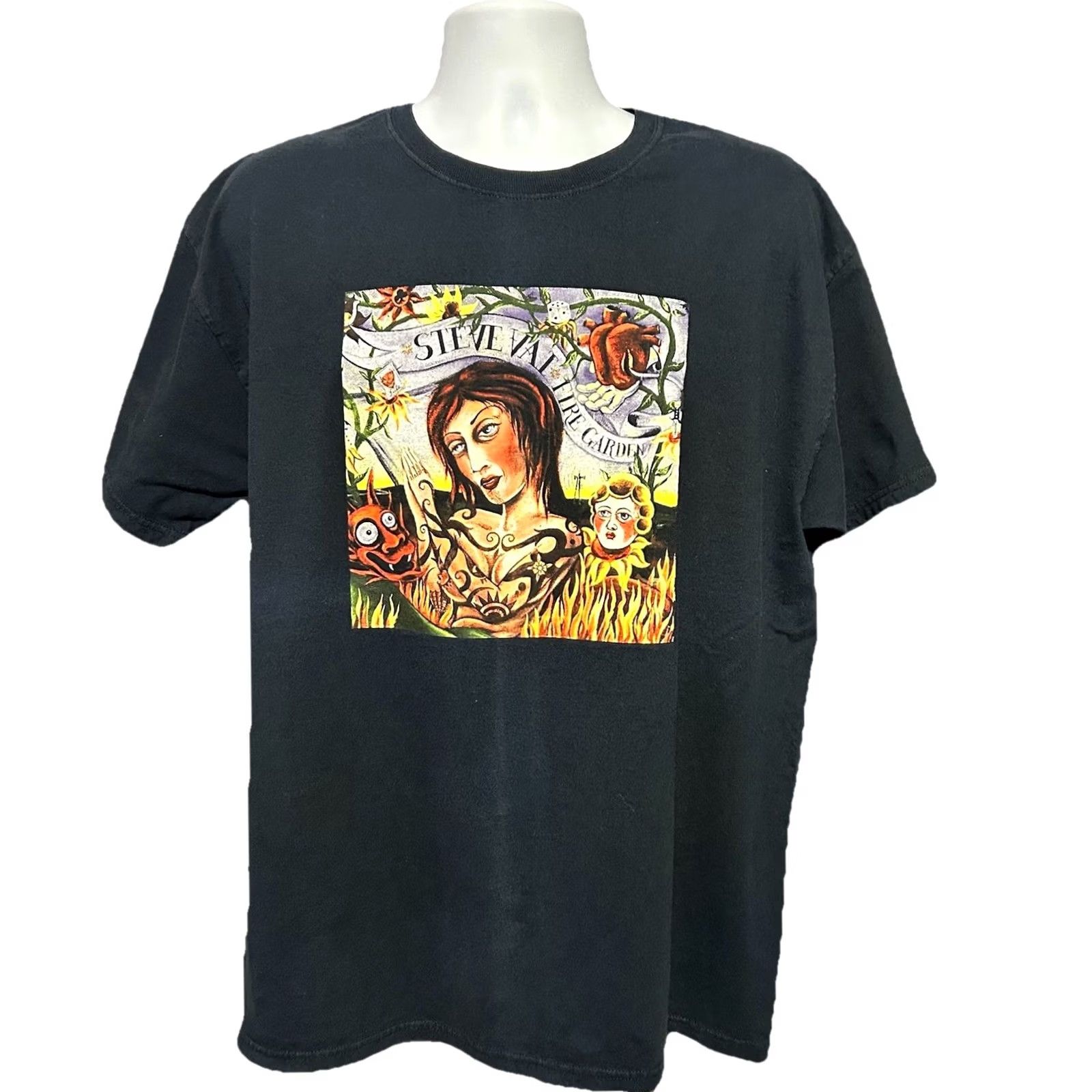 Vintage VINTAGE Steve Vai Fire Garden Cover Shirt Men XL Black Short Sleeve Double Sided Size US XL / EU 56 / 4 - 4 Thumbnail