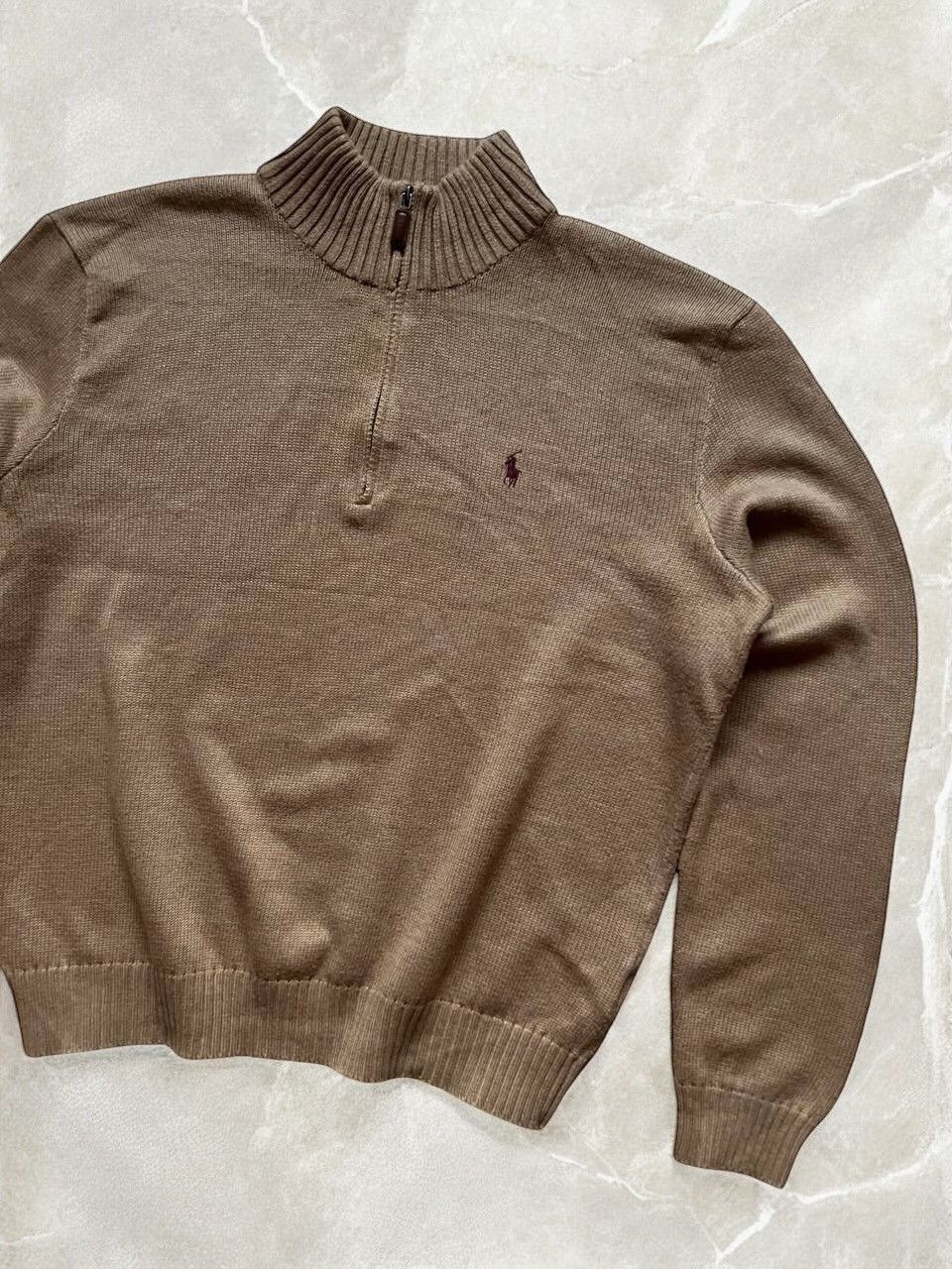 Polo Ralph Lauren VINTAGE COTTON Quarter Zip 1/4 Sweater Heavy Knit Size US L / EU 52-54 / 3 - 2 Thumbnail