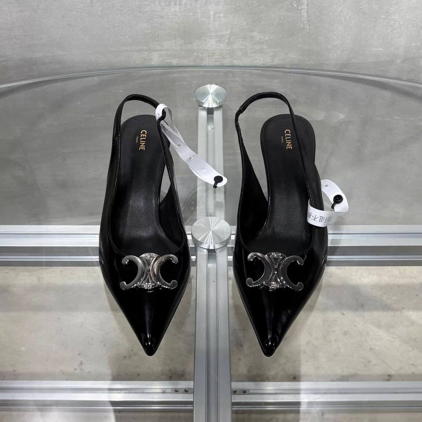 Celine CELINE Triomphe Patent Leather 5cm Heel Pumps Size 38 New Size US 7.5 / IT 37.5 - 1 Thumbnail