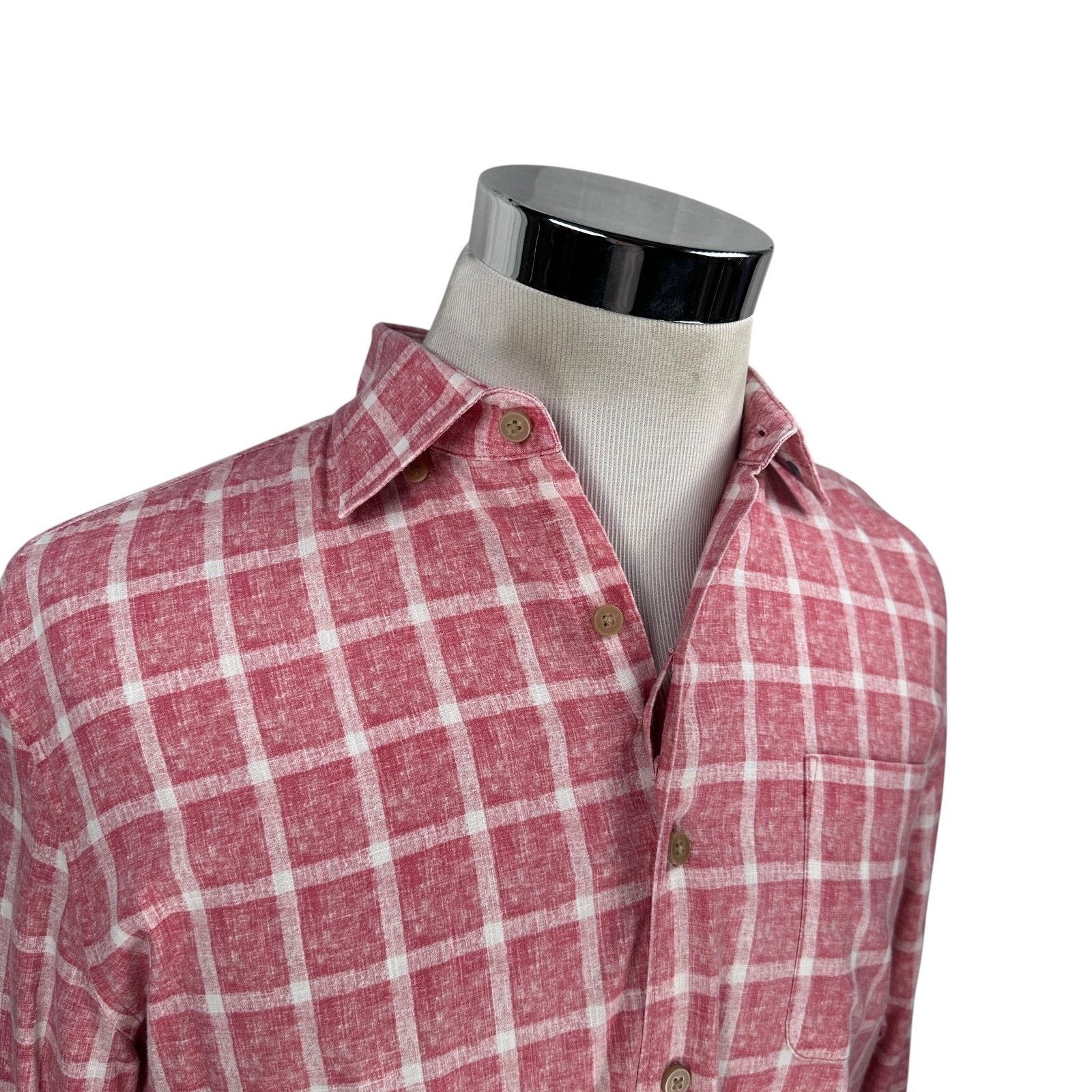 johnnie-O Johnnie O Hangin Out Shirt Men’s L Pink Check Long Sleeve Size US L / EU 52-54 / 3 - 2 Thumbnail