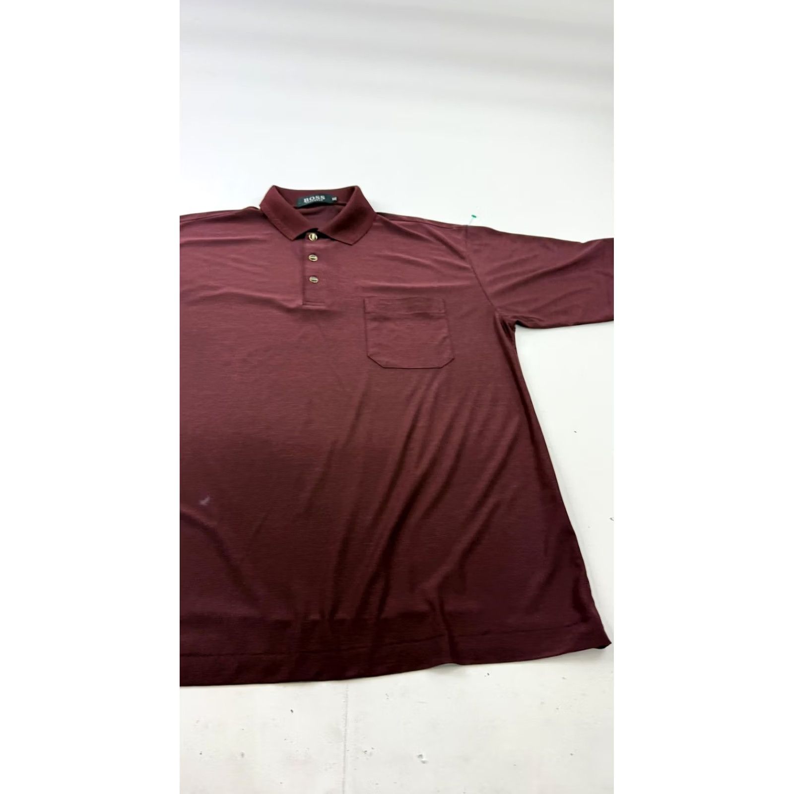 Vintage Boss Polo Shirt Mens Big 1X Red 100% Silk Short Sleeve Pocket Big & Tall Size US XL / EU 56 / 4 - 3 Thumbnail