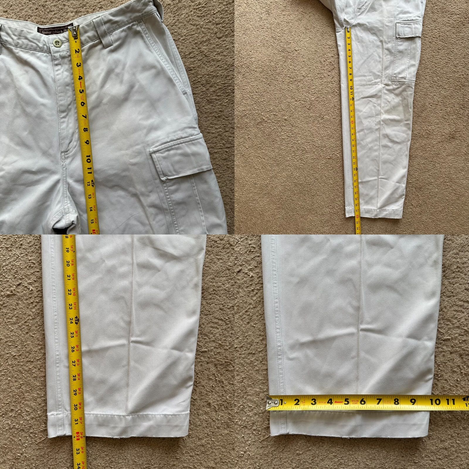 Abercrombie & Fitch VINTAGE Abercrombie & Fitch Pants Mens Cargo White 34x32 High Rise Y2K Army Paratrooper Size US 34 / EU 50 - 8 Thumbnail