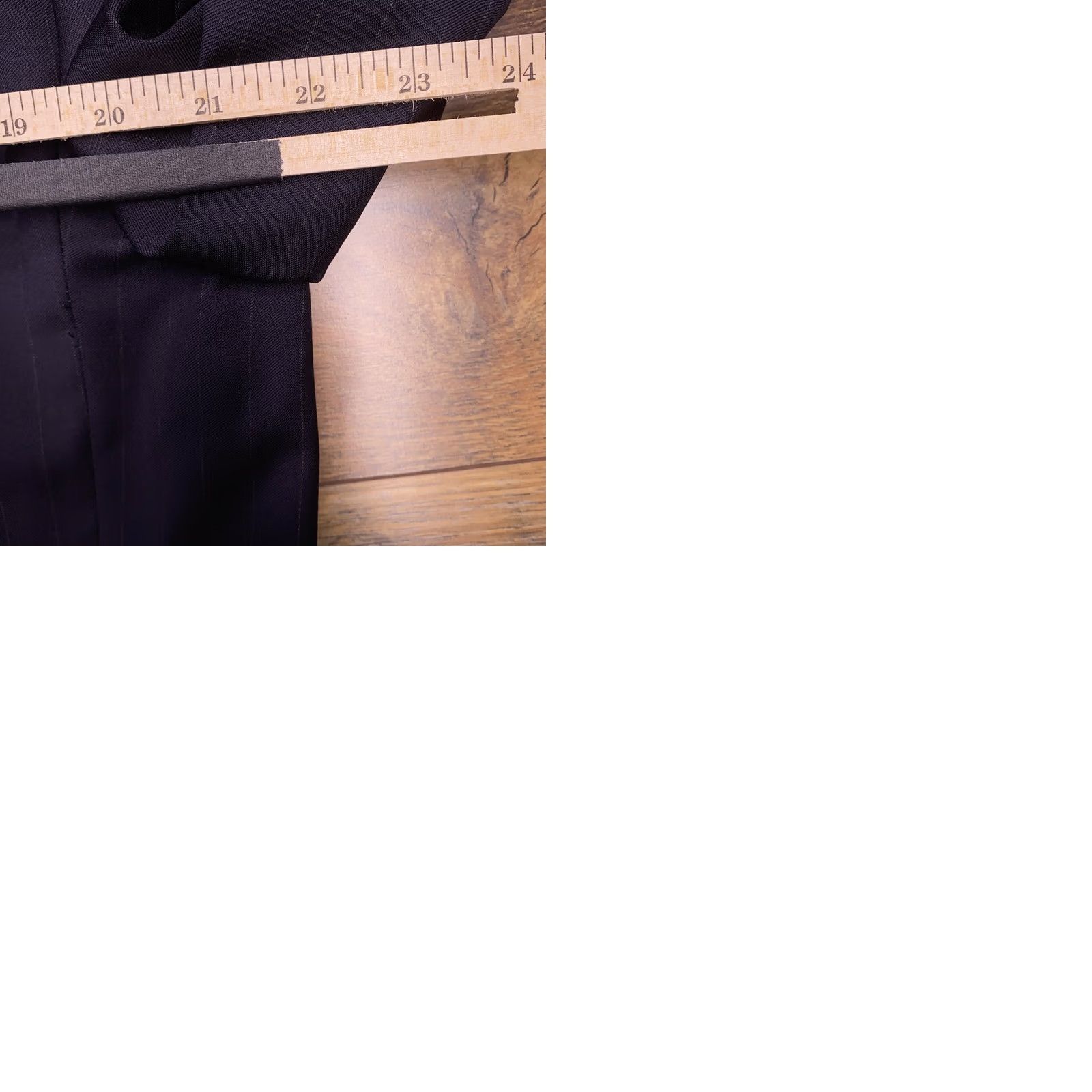 Hart Schaffner Marx Hart Schaffner Marx Suit Jacket 43R Blue Wool Striped Single-Breasted Two-Button Notch Lapel Mens Blazer Classic Vintage Premium Size 46R - 10 Thumbnail