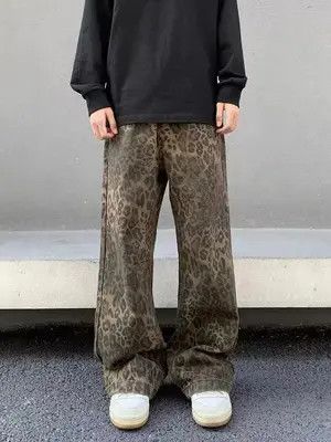 Jean Vintage Brown Leopard Print Straight Leg Micro Jeans Size US 32 / EU 48 - 1 Thumbnail