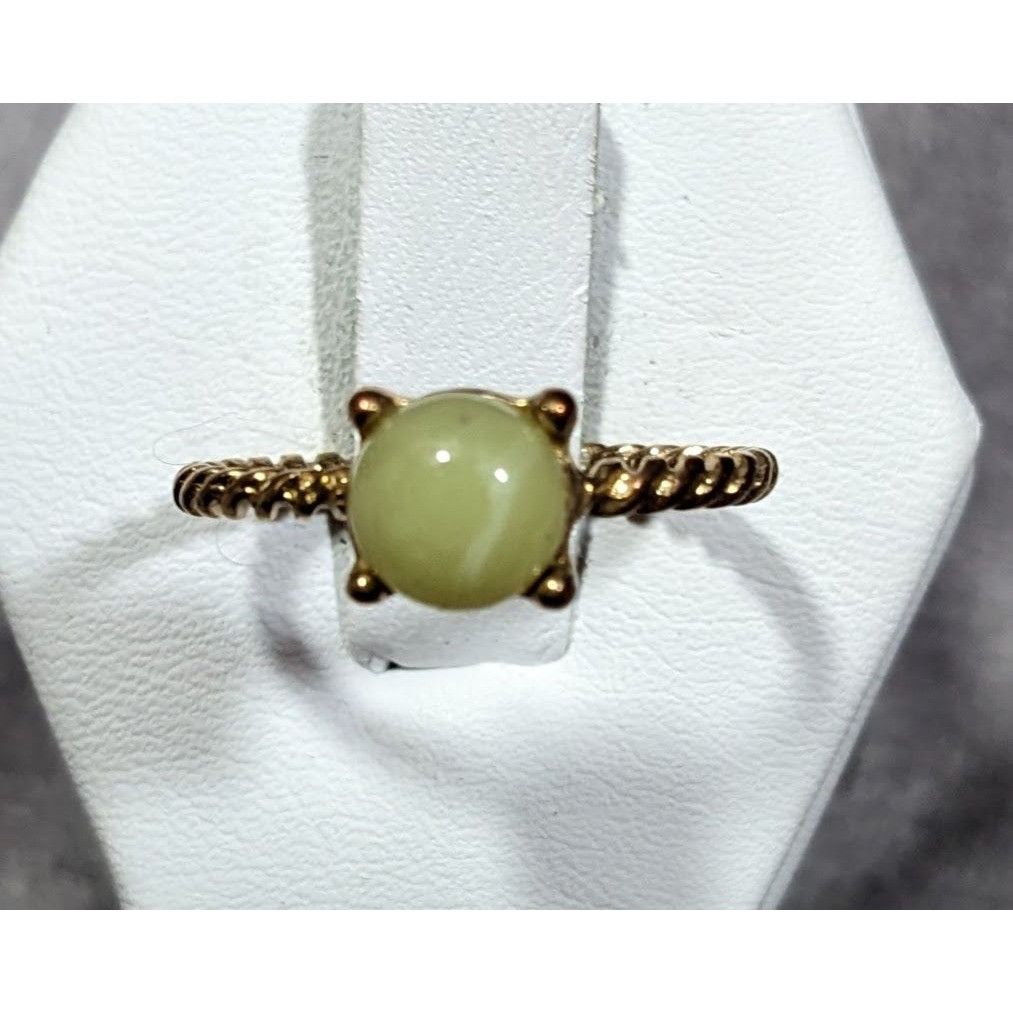 Other Simple Twisted Gold Tone Ring With Small Green Cabochon Size Size ONE SIZE - 6 Thumbnail