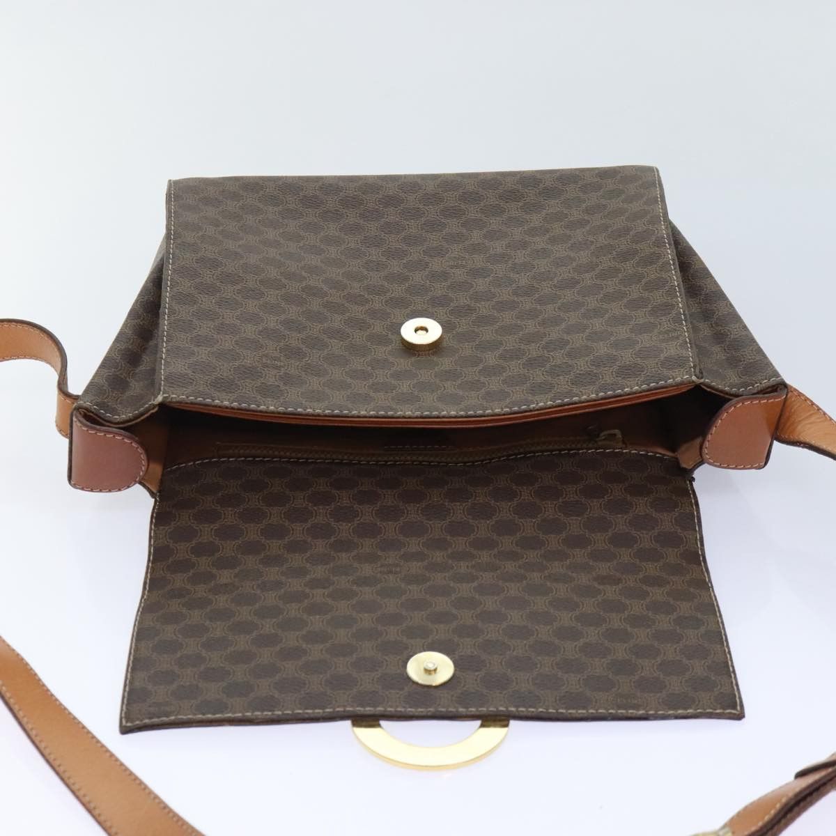 Celine CELINE Macadam Canvas Shoulder Bag Pvc Leather Brown Size ONE SIZE - 10 Thumbnail