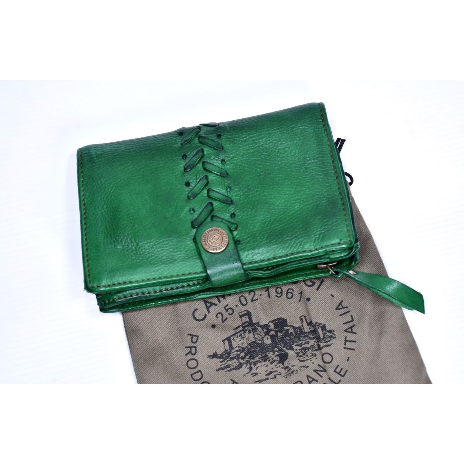 Campomaggi Campomaggi Wallet Emerald Green Leather Unisex Wallet, Green Leather, Studded, 15 cm x 10 cm, Italy, Campomaggi, 100% Leather, Excellent Like New Size ONE SIZE - 4 Thumbnail